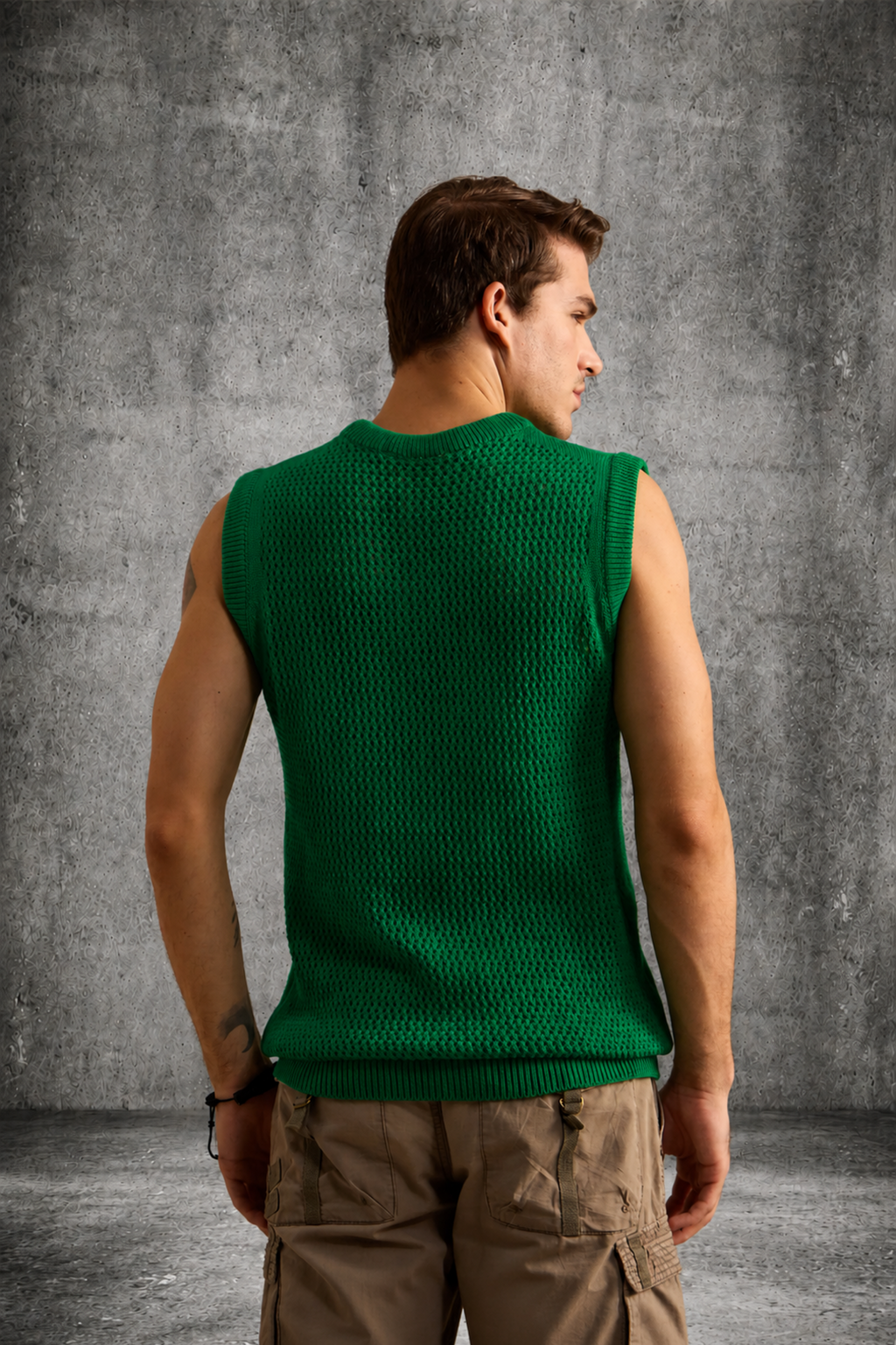 MESH KNIT TANK IN EMERALD GREEN