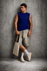 MESH KNIT TANK IN COBALT BLUE