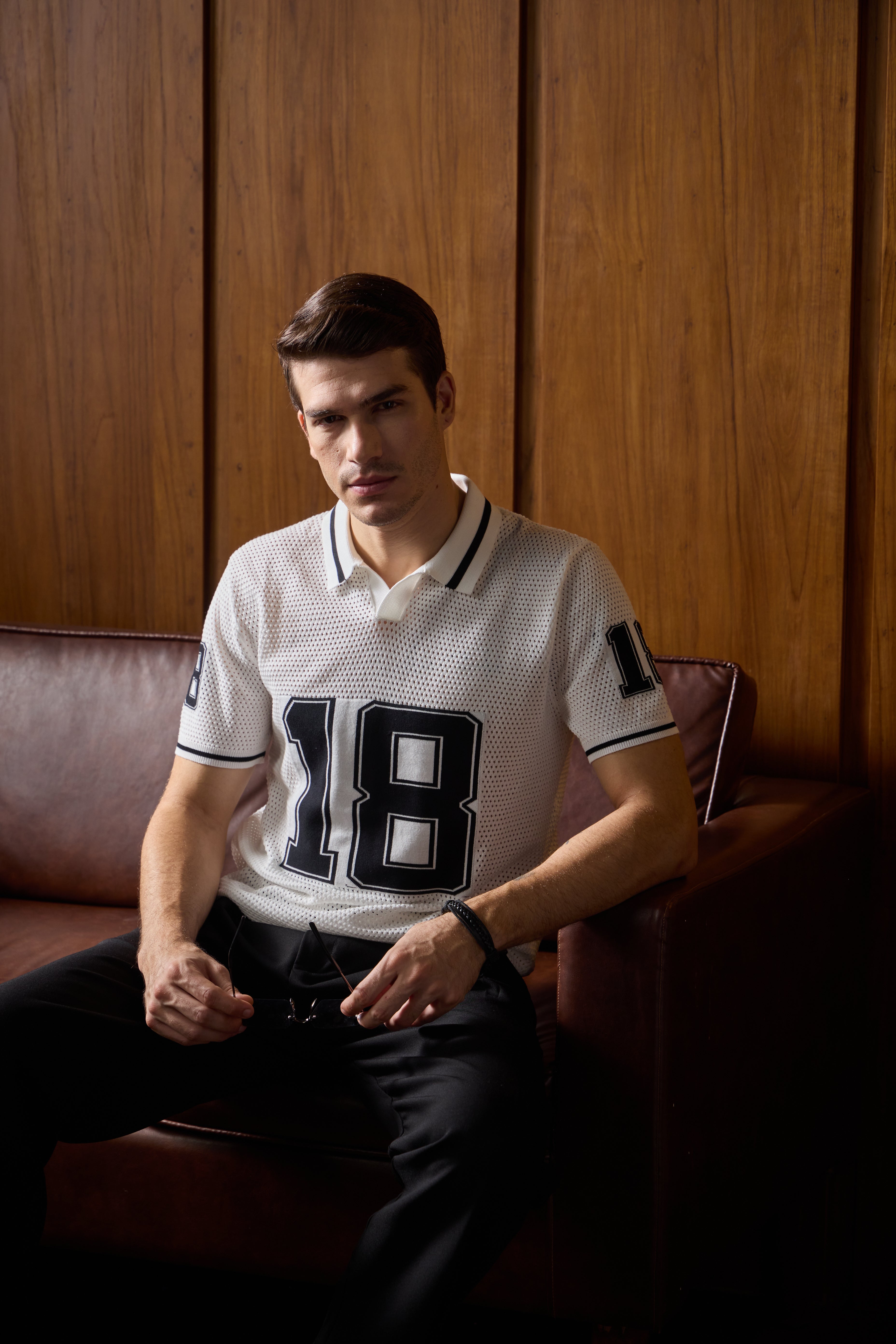 THE VARSITY MESH POLO IN MAISON WHITE
