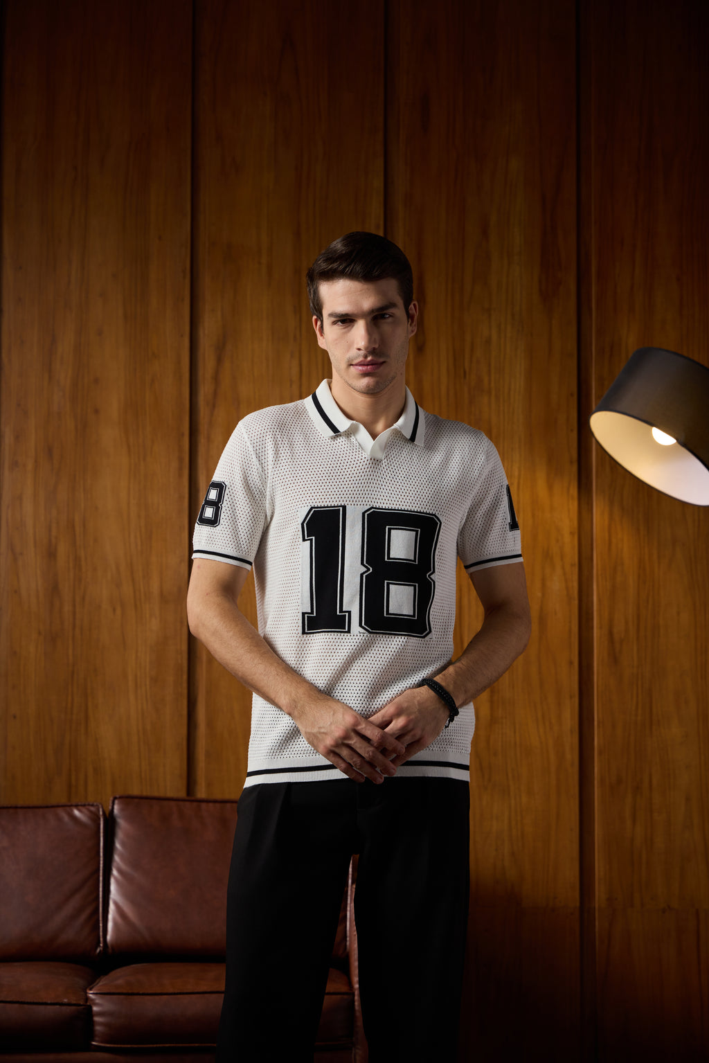 THE VARSITY MESH POLO IN MAISON WHITE