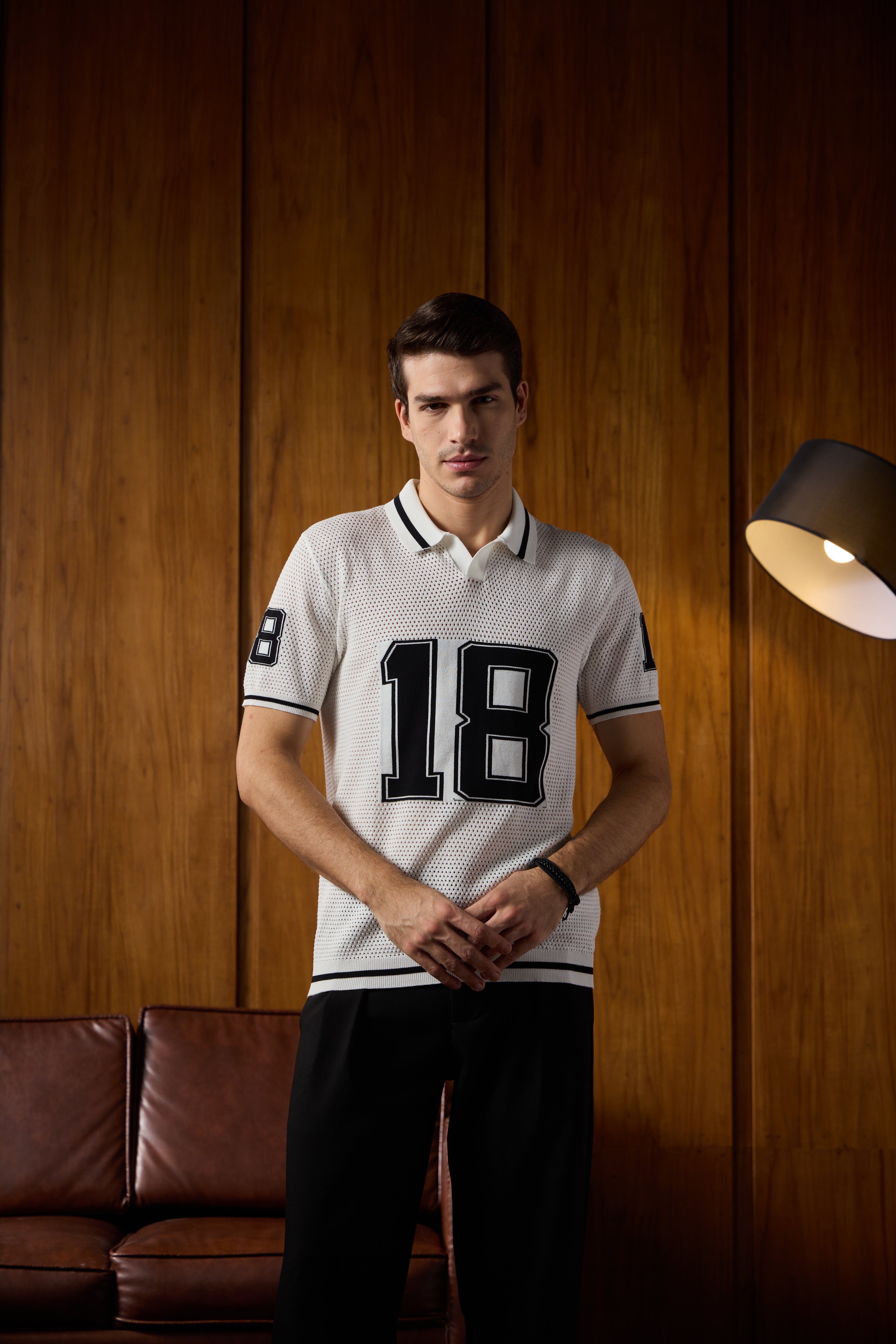 THE VARSITY MESH POLO IN MAISON WHITE