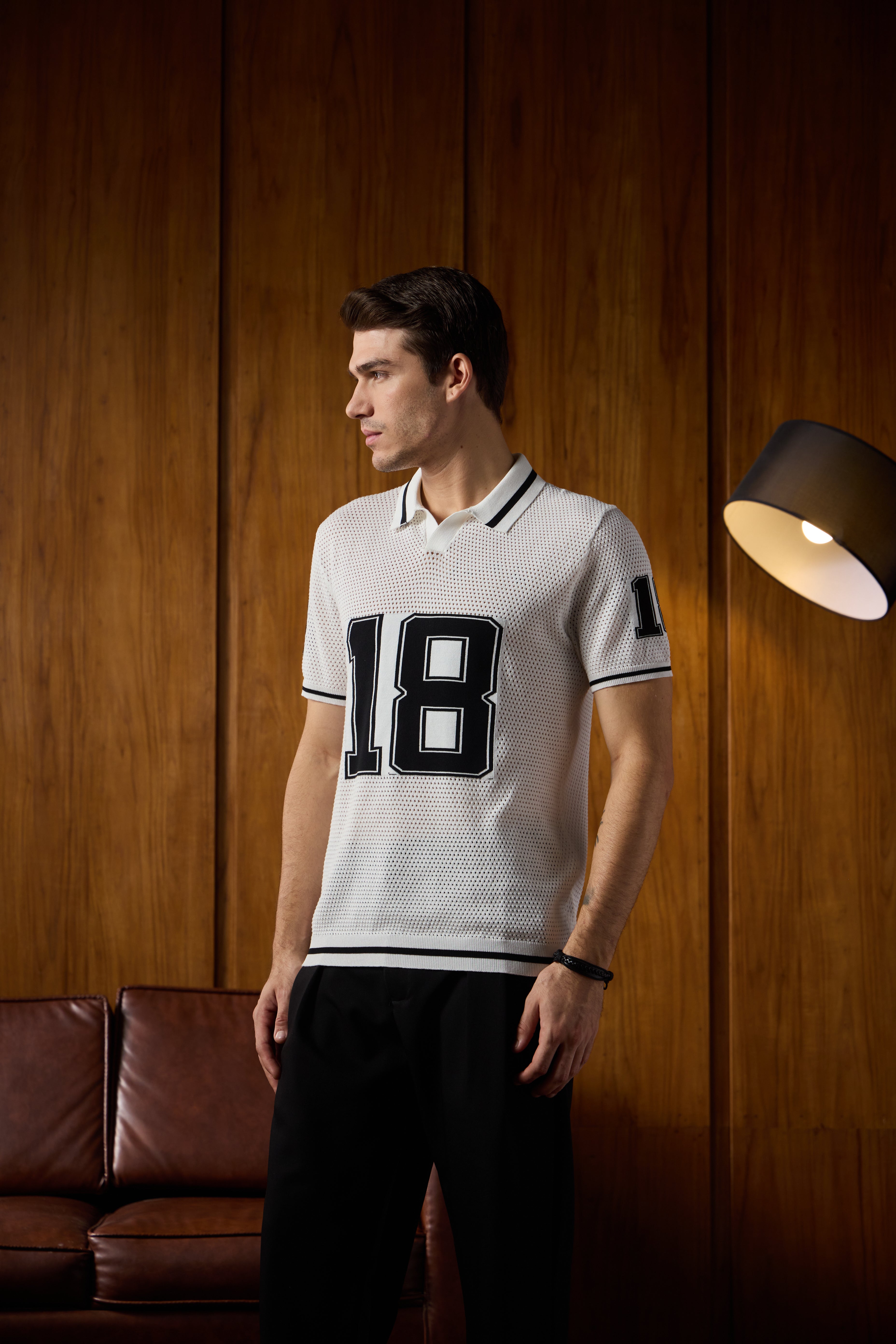 THE VARSITY MESH POLO IN MAISON WHITE