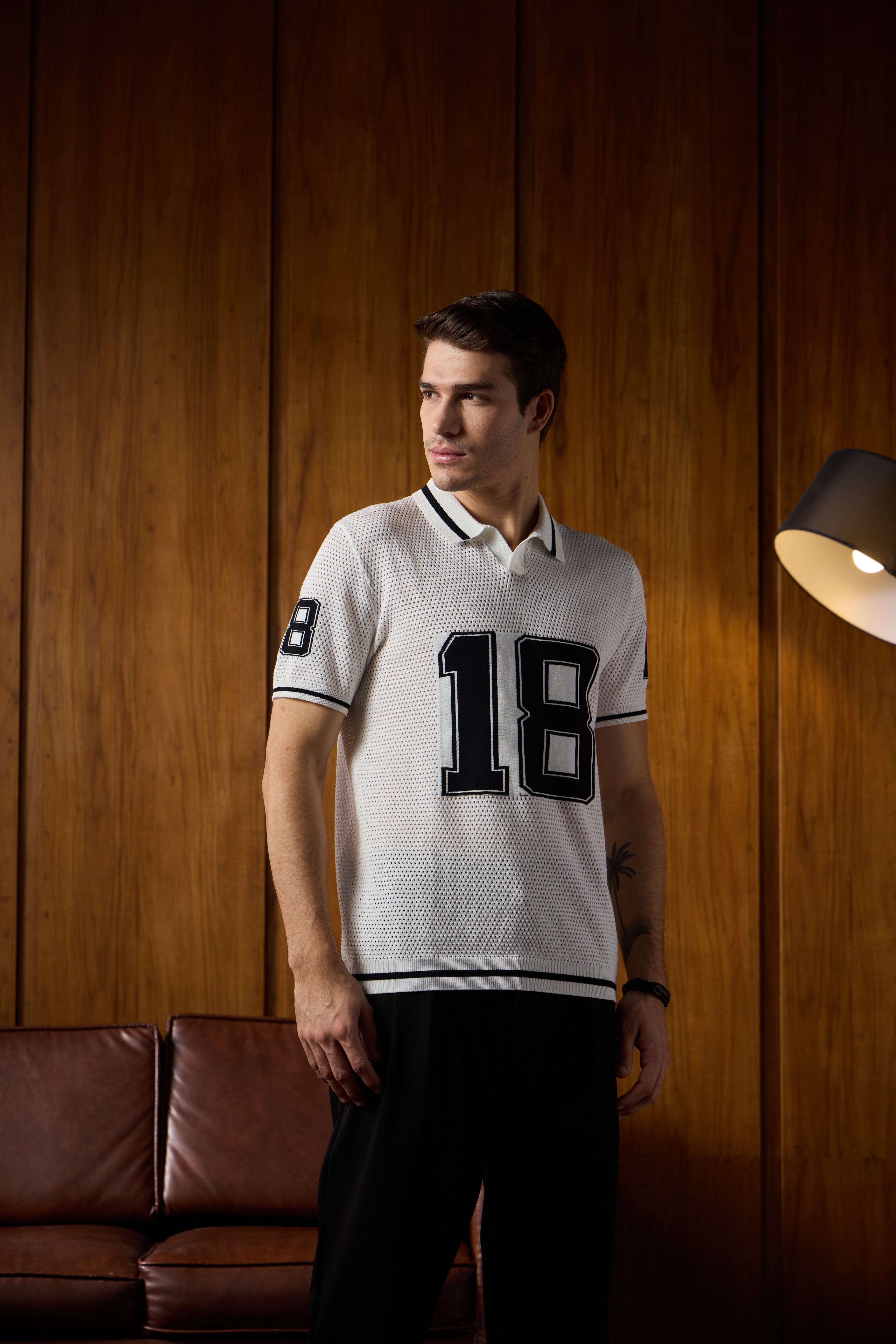 THE VARSITY MESH POLO IN MAISON WHITE