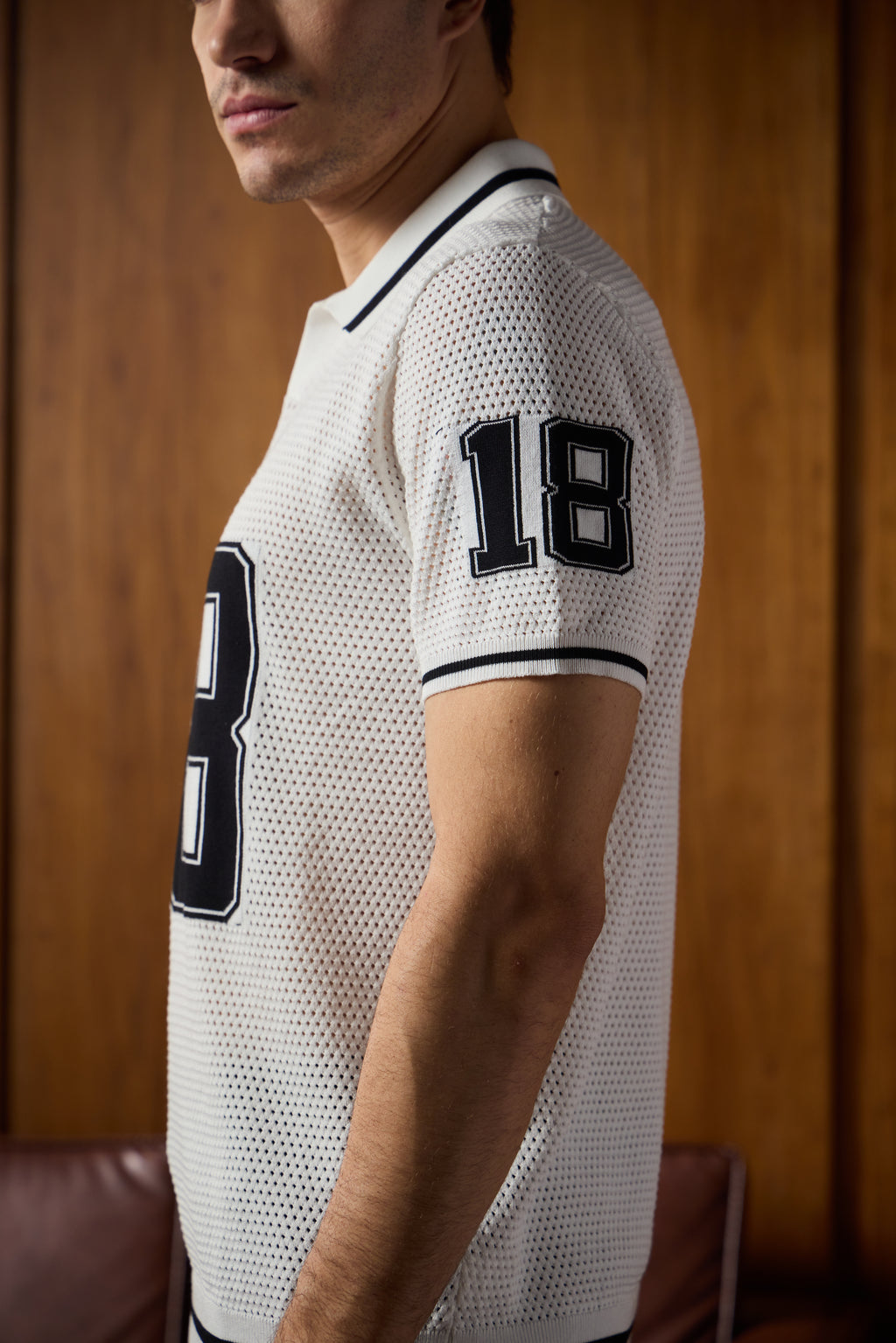 THE VARSITY MESH POLO IN MAISON WHITE