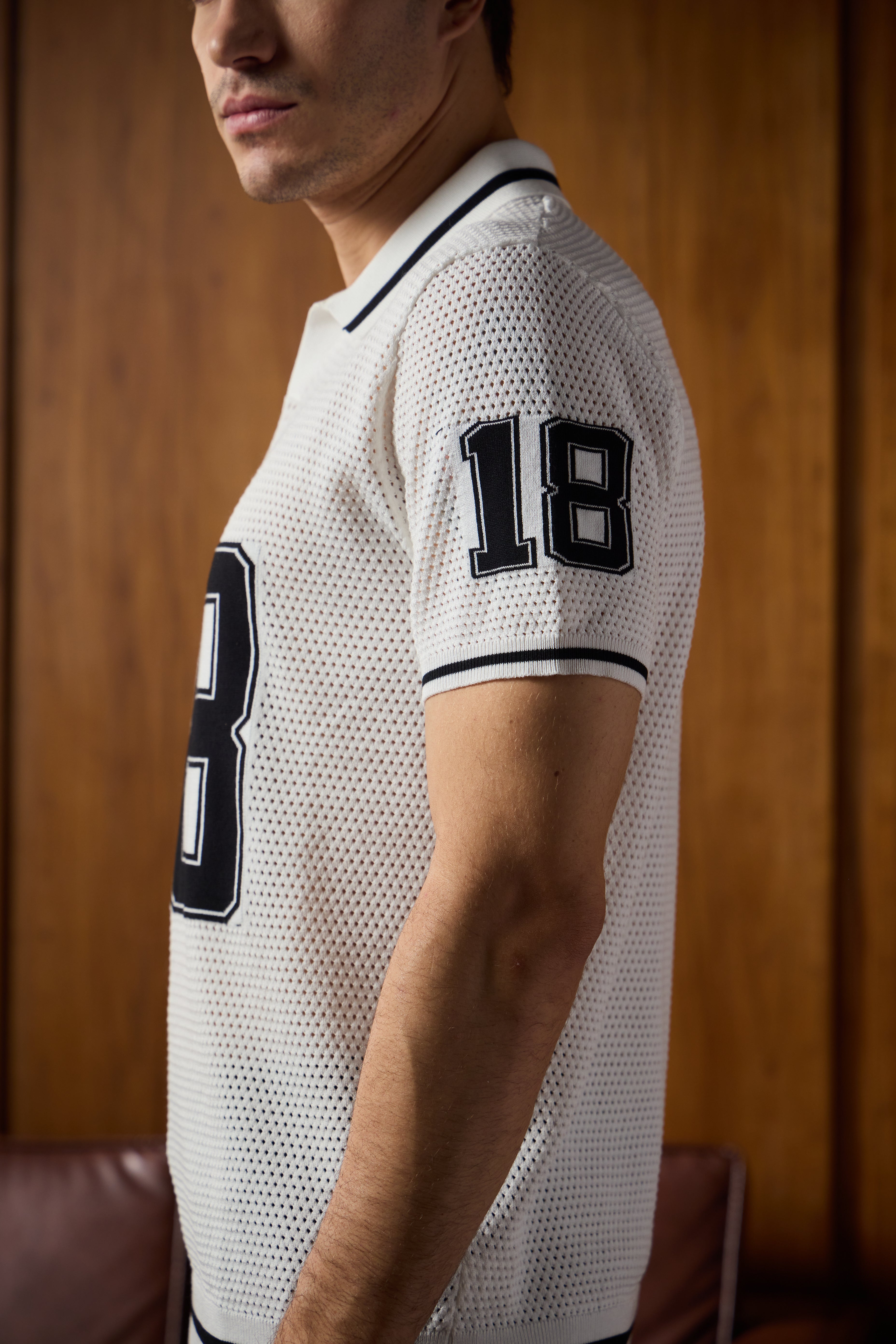 THE VARSITY MESH POLO IN MAISON WHITE