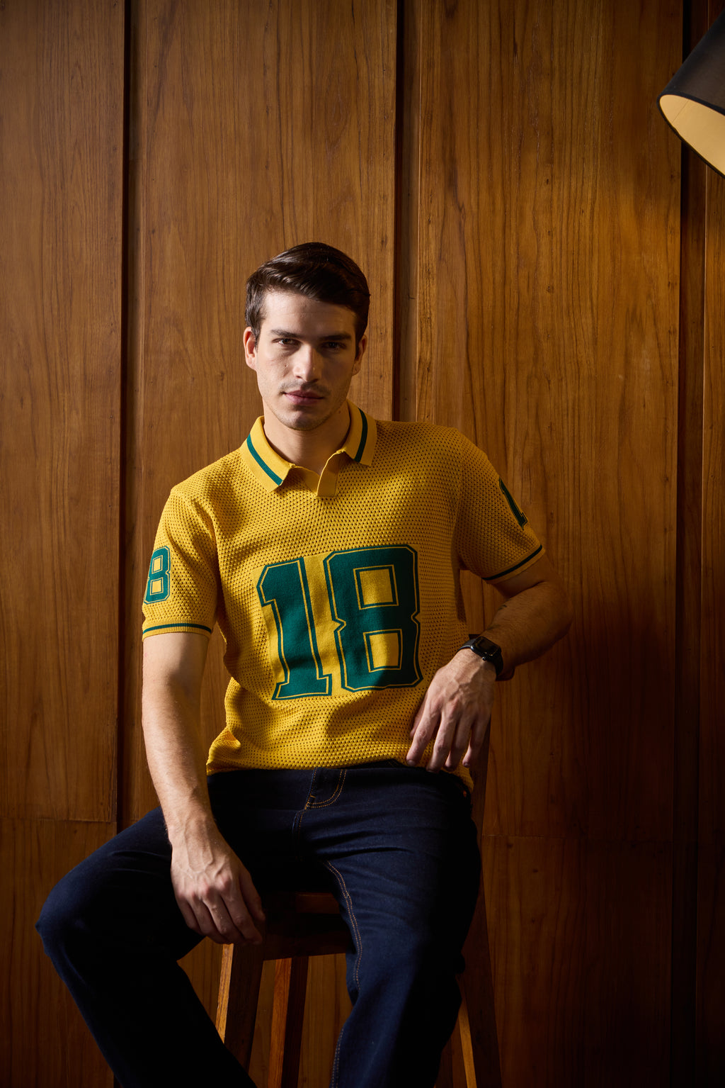 THE VARSITY MESH POLO IN ATHLETIC GOLD