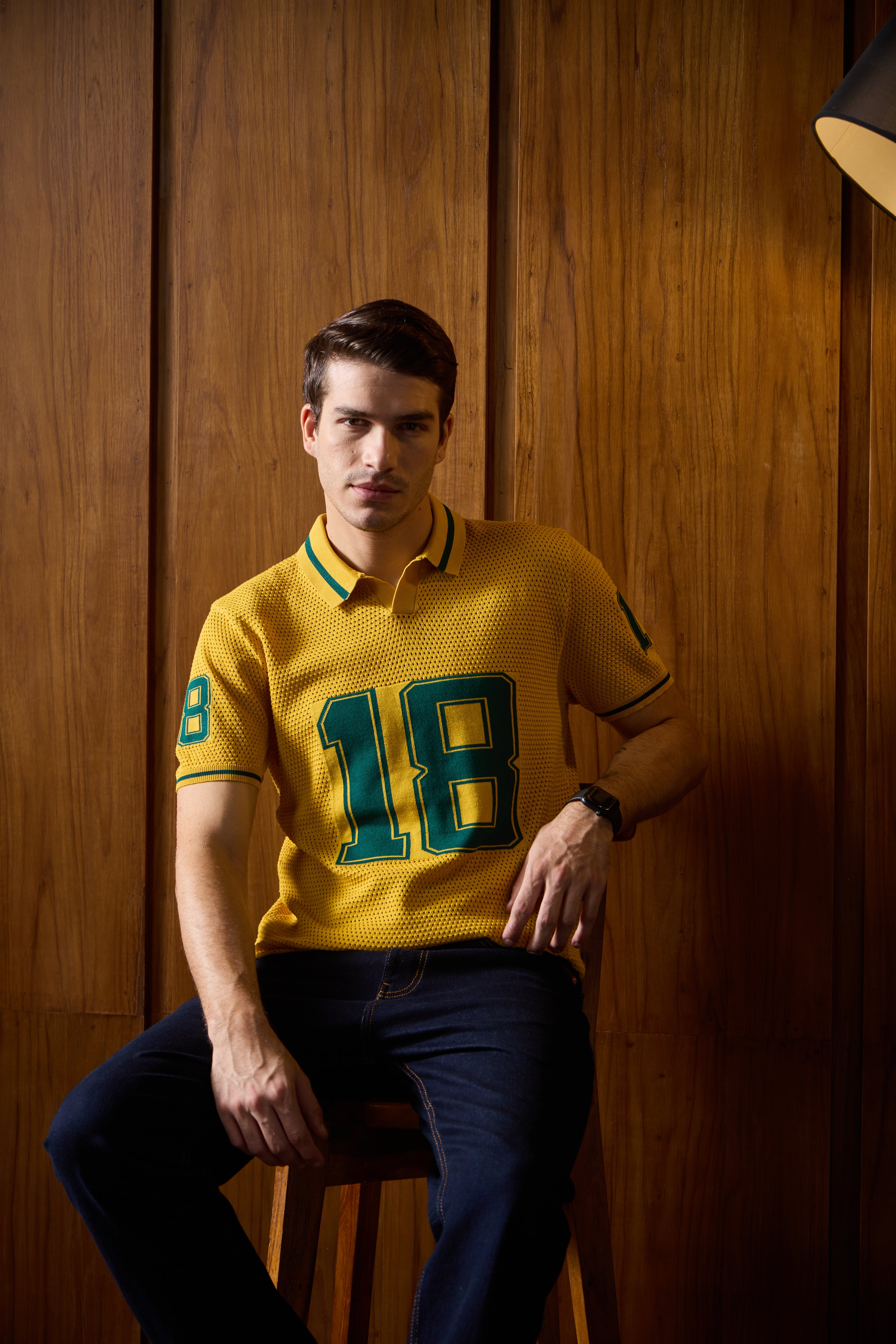 THE VARSITY MESH POLO IN ATHLETIC GOLD