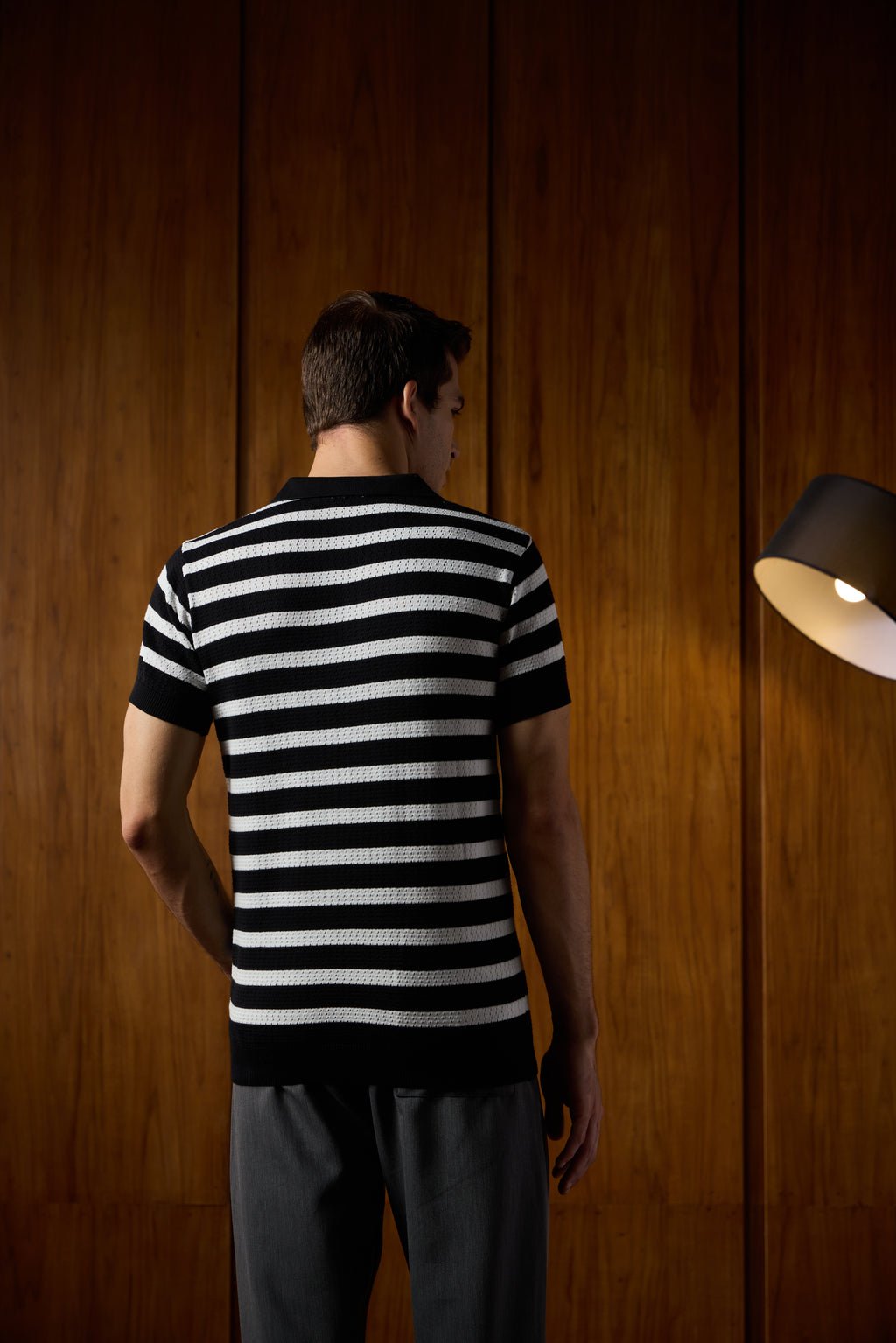 THE NAUTICA STRIPED POLO IN BLACK