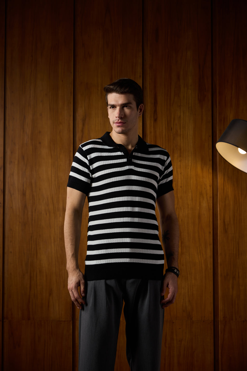 THE NAUTICA STRIPED POLO IN BLACK