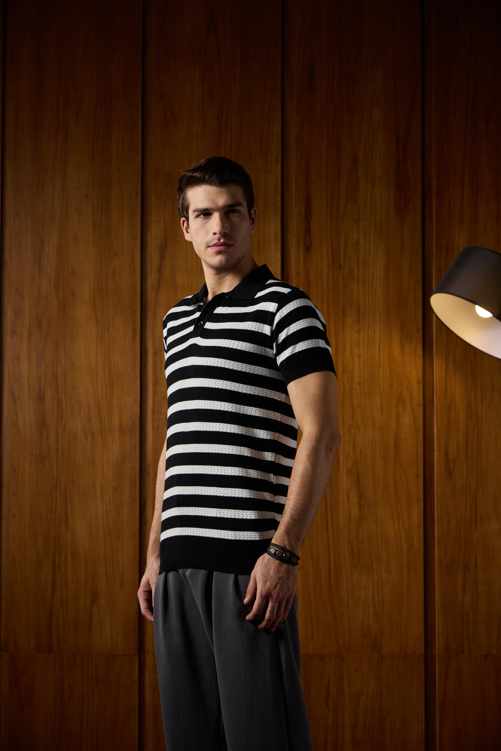 THE NAUTICA STRIPED POLO IN BLACK