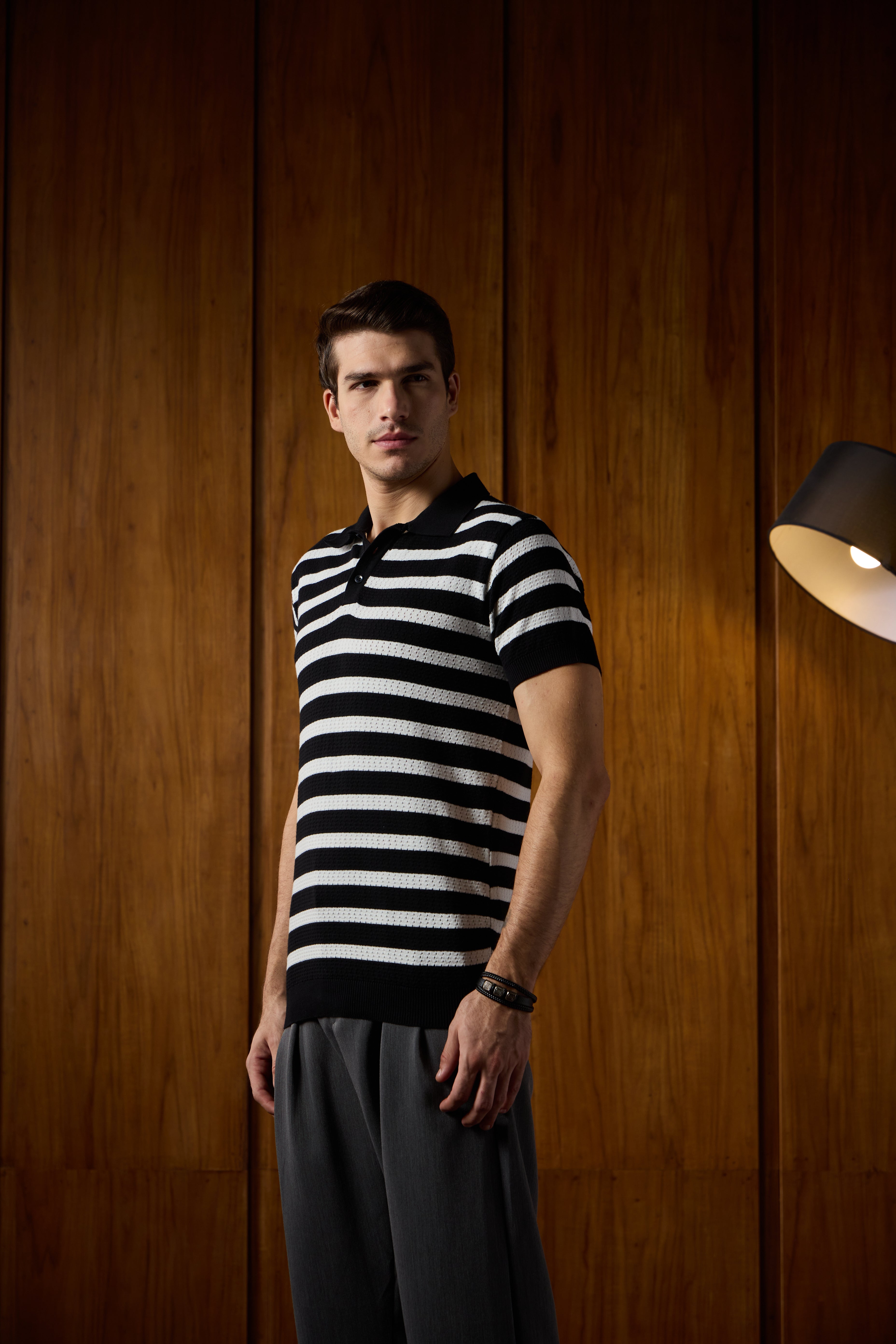 THE NAUTICA STRIPED POLO IN BLACK