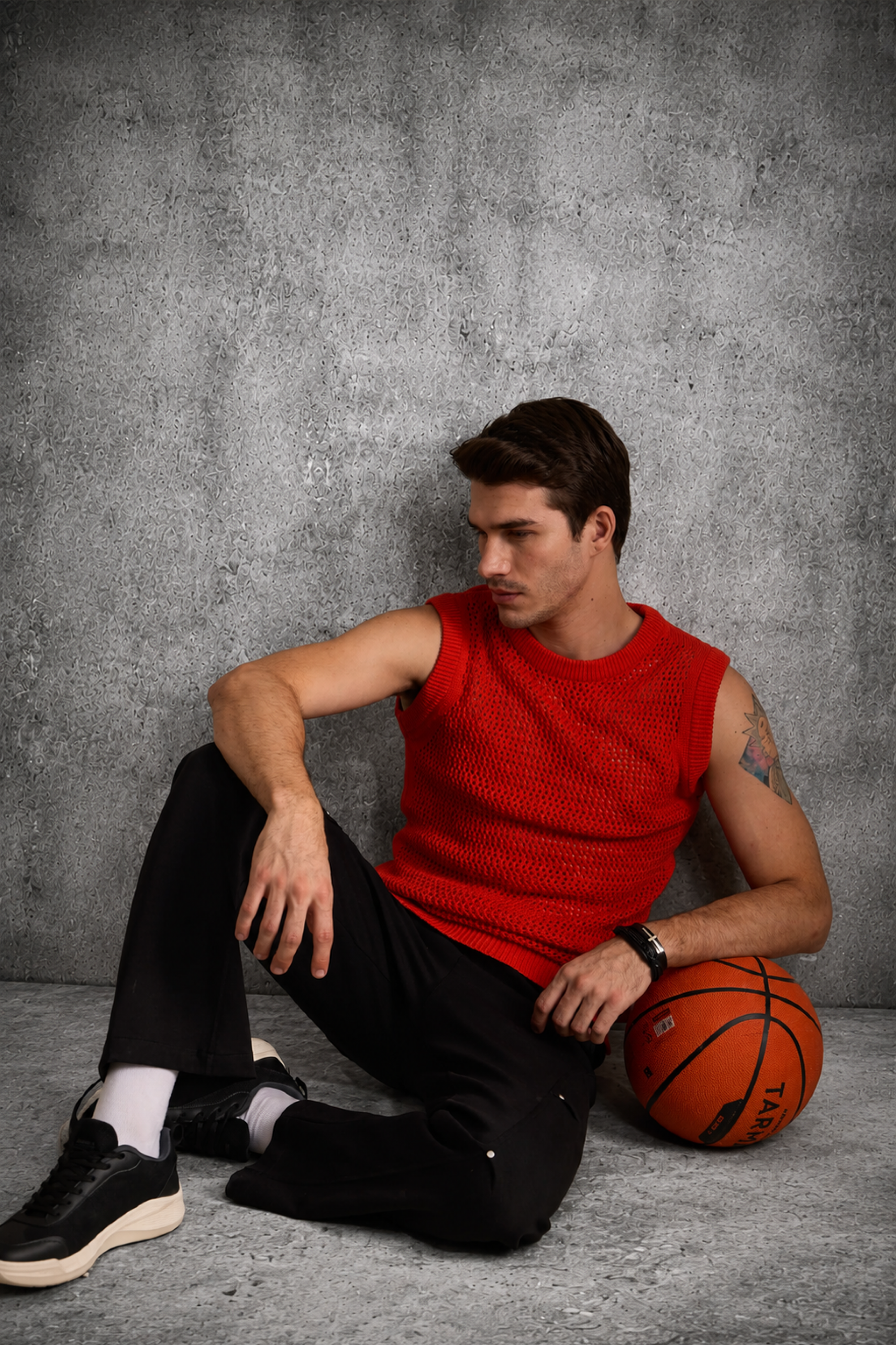 MESH KNIT TANK IN SUNSET ORANGE