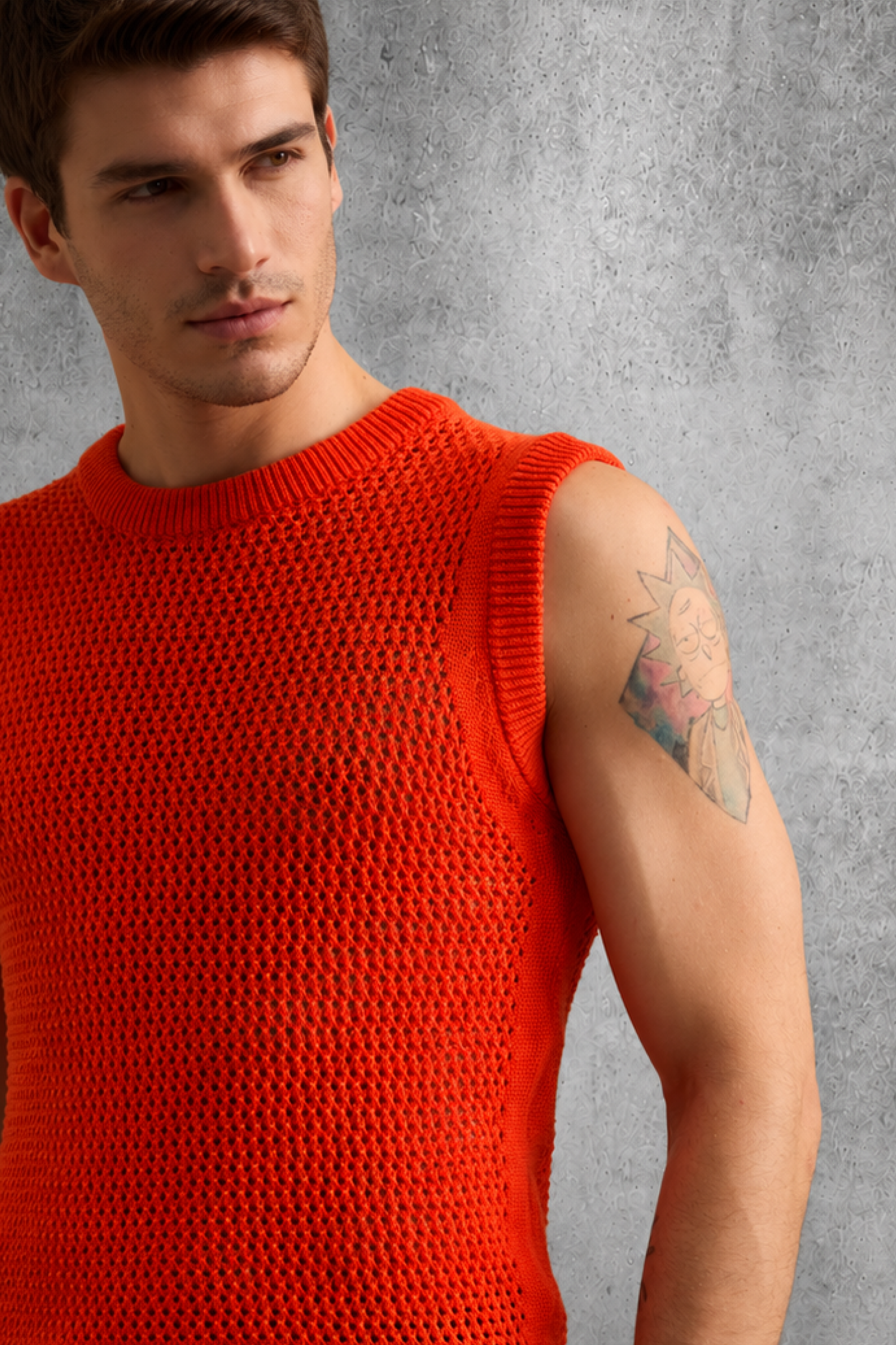 MESH KNIT TANK IN SUNSET ORANGE