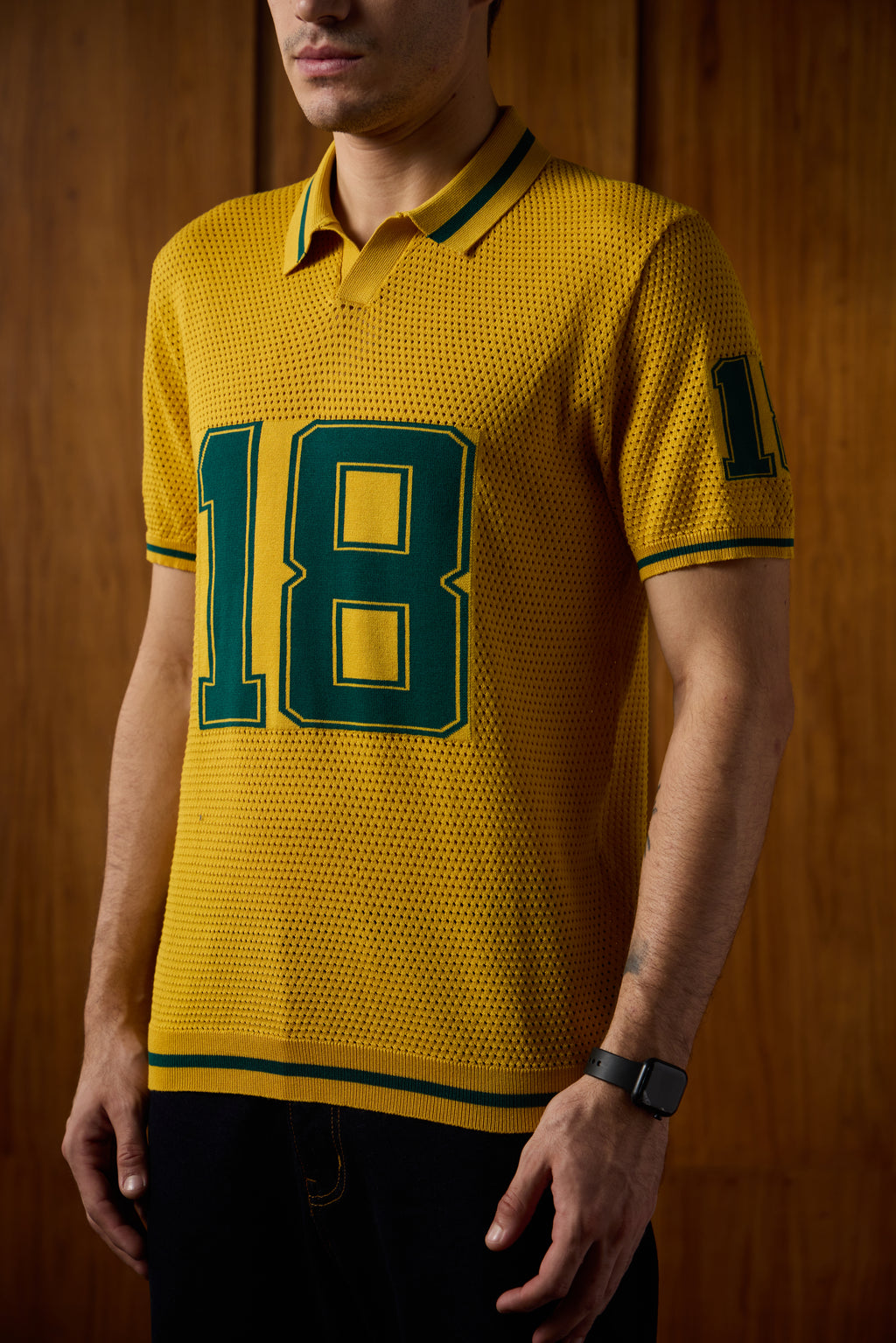 THE VARSITY MESH POLO IN ATHLETIC GOLD