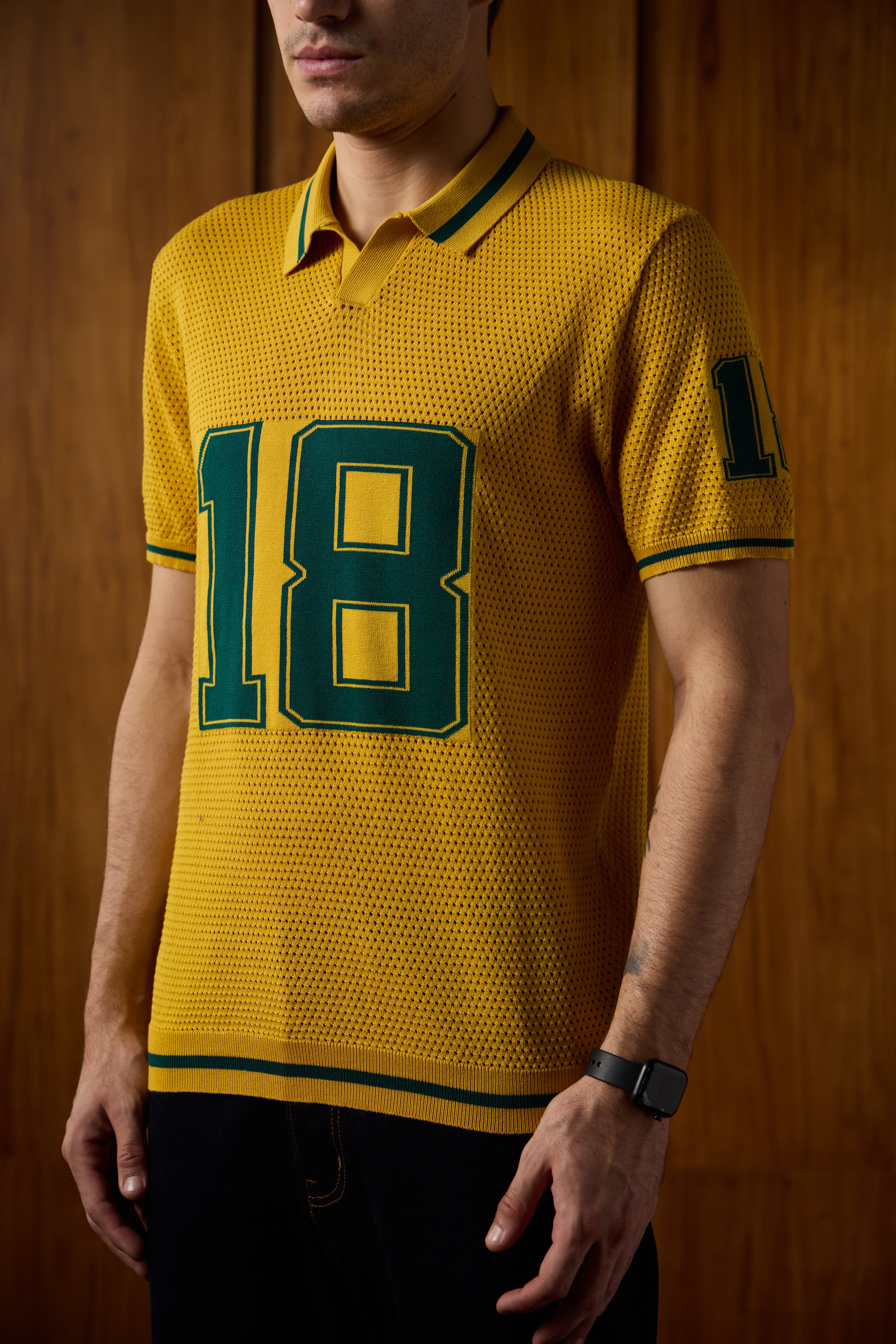 THE VARSITY MESH POLO IN ATHLETIC GOLD