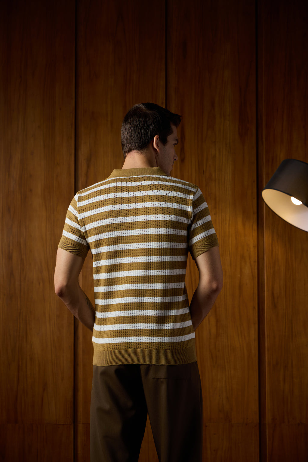 THE NAUTICA STRIPED POLO IN BRONZE