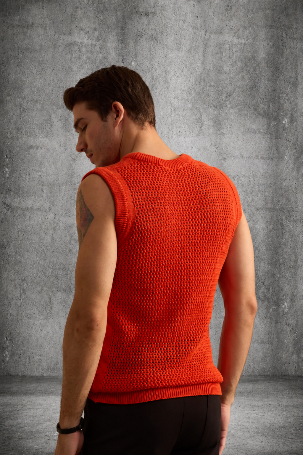 MESH KNIT TANK IN SUNSET ORANGE