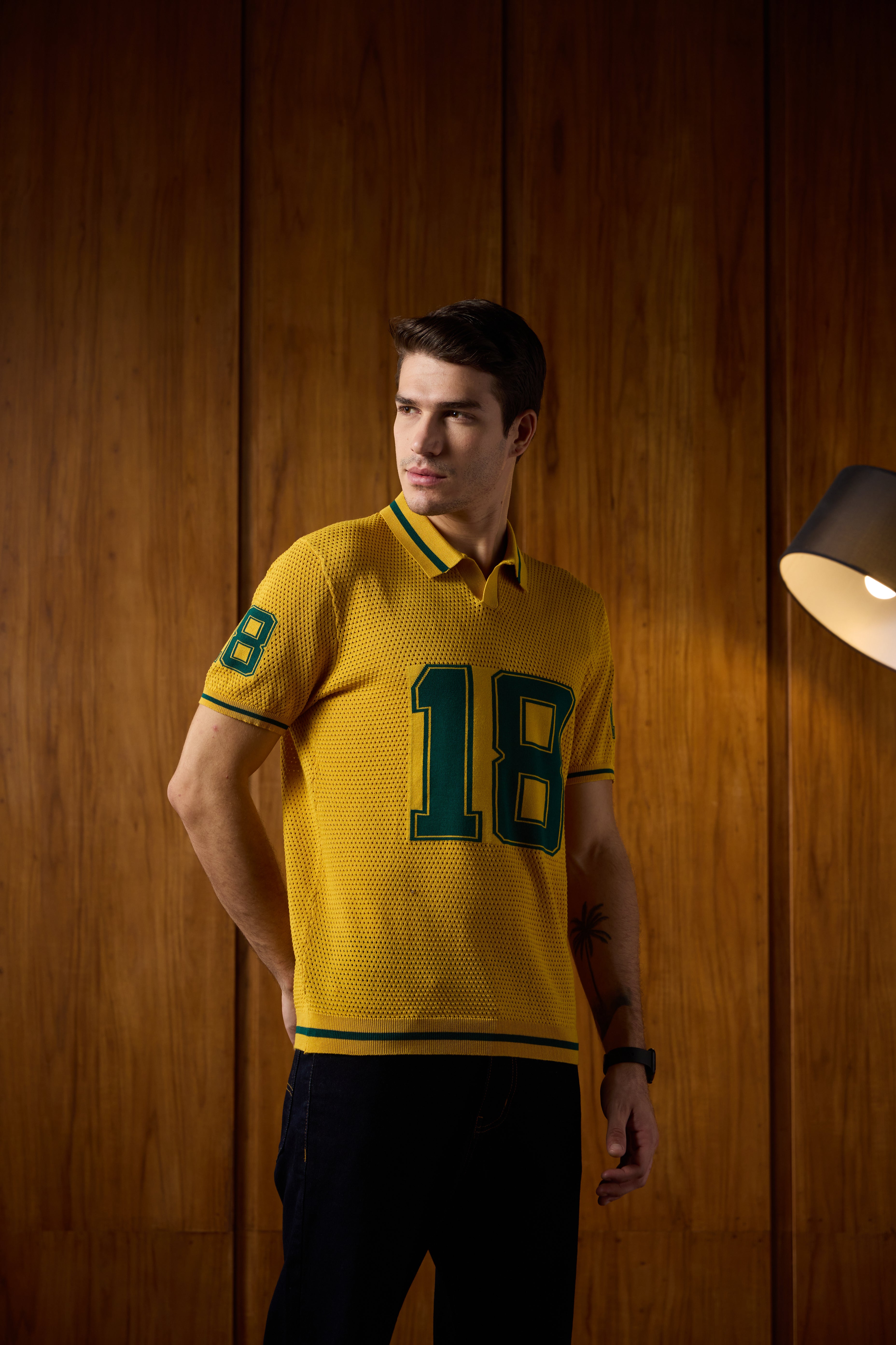 THE VARSITY MESH POLO IN ATHLETIC GOLD
