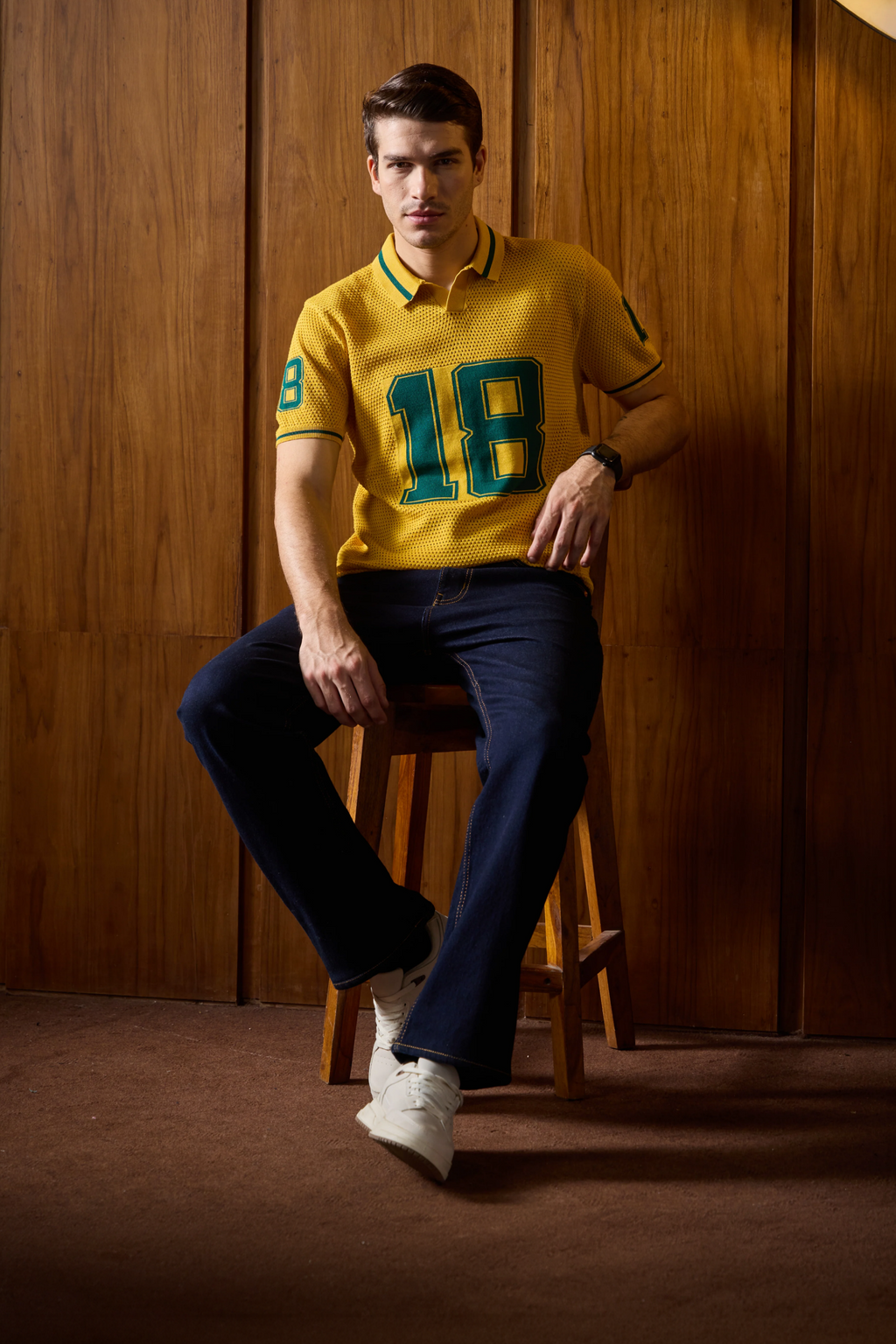 THE VARSITY MESH POLO IN ATHLETIC GOLD