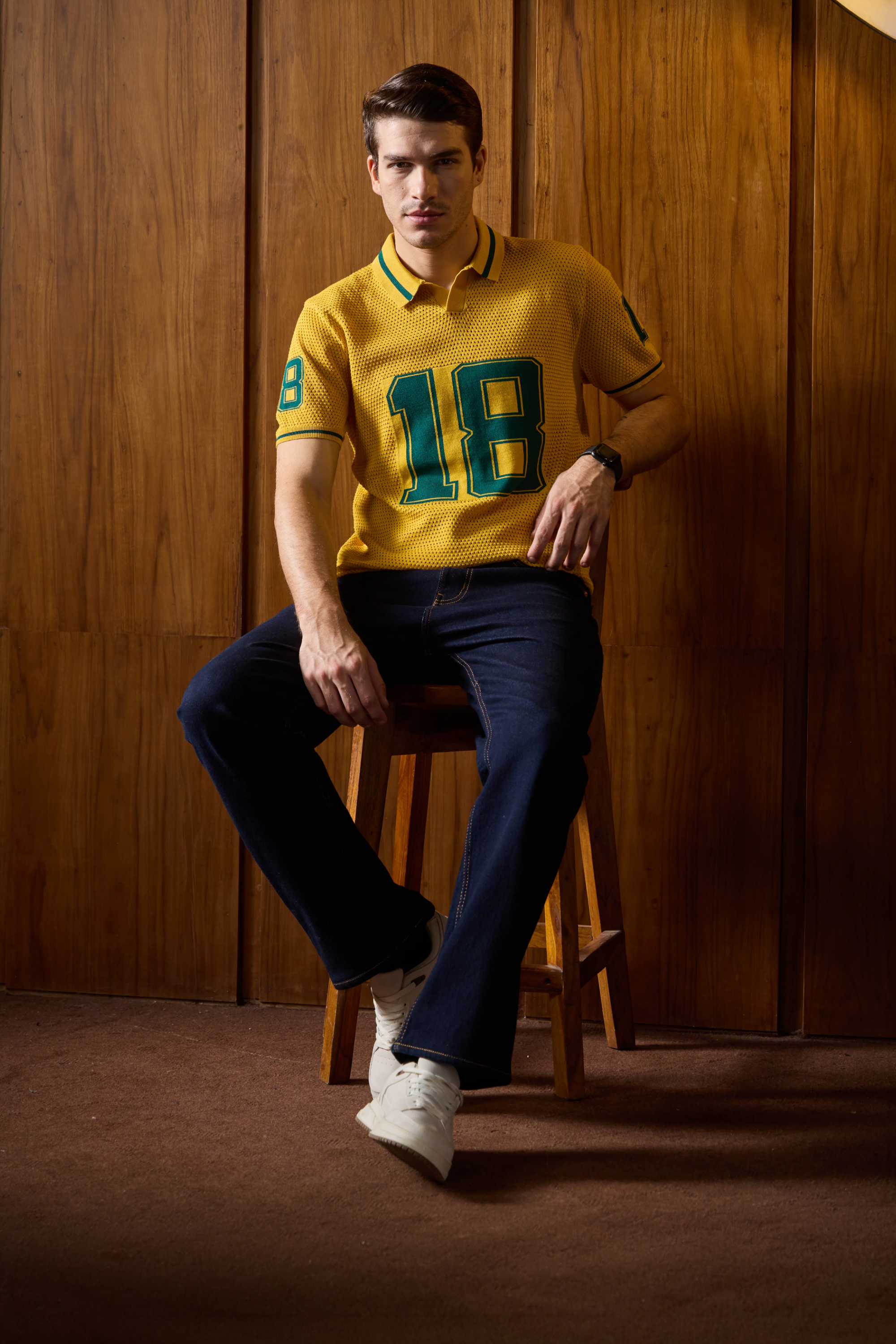THE VARSITY MESH POLO IN ATHLETIC GOLD