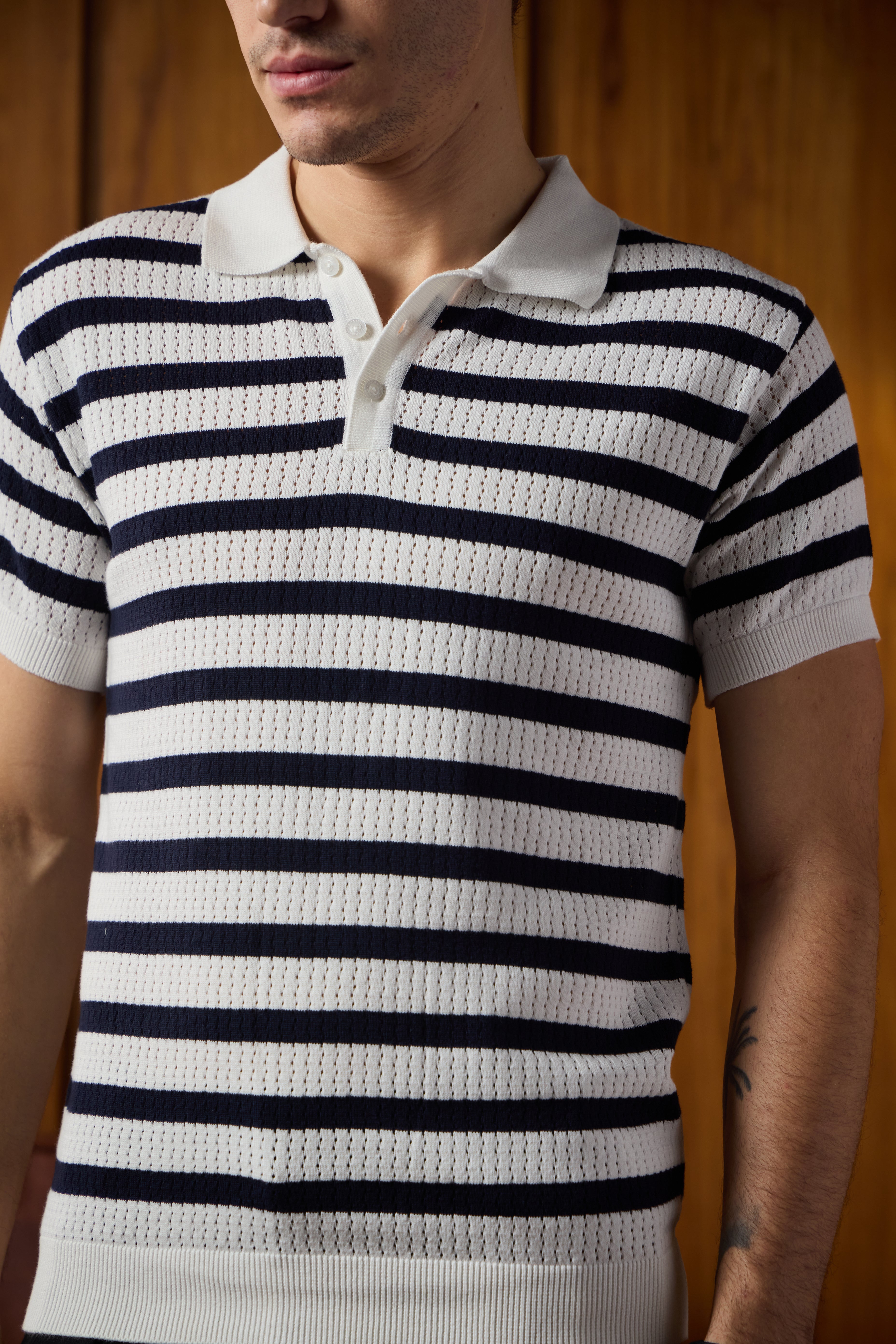 THE NAUTICA STRIPED POLO IN WHITE