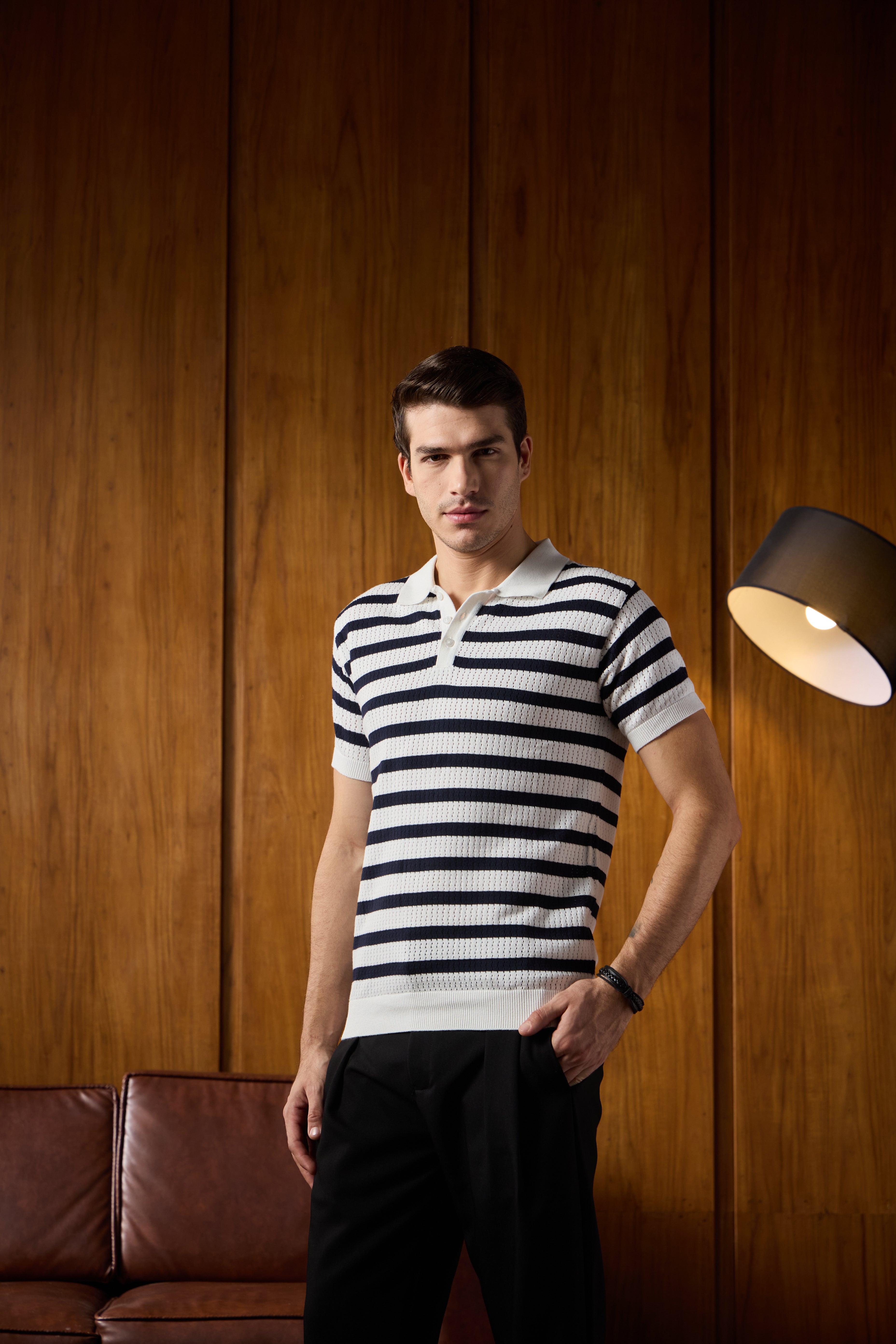 THE NAUTICA STRIPED POLO IN WHITE