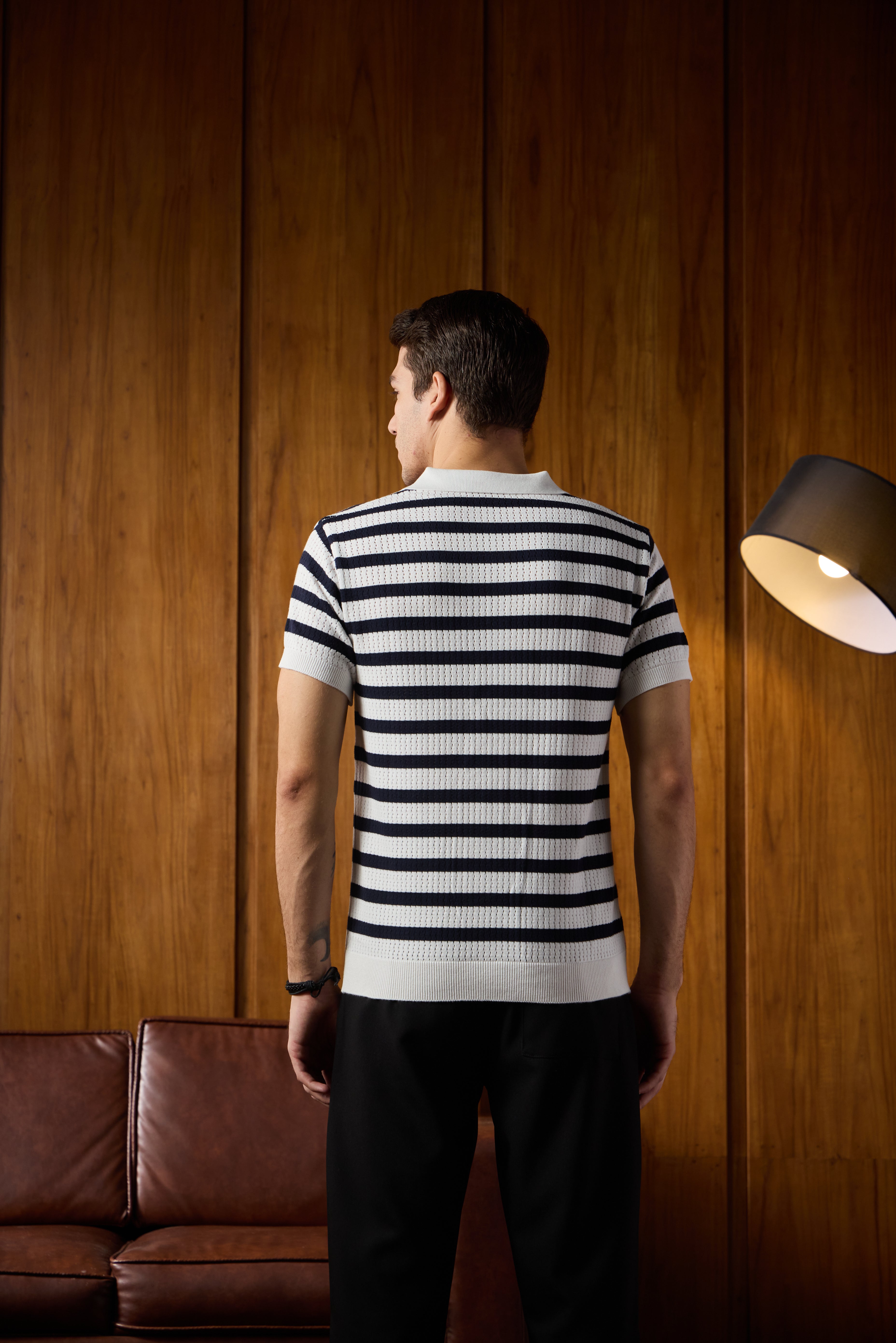 THE NAUTICA STRIPED POLO IN WHITE