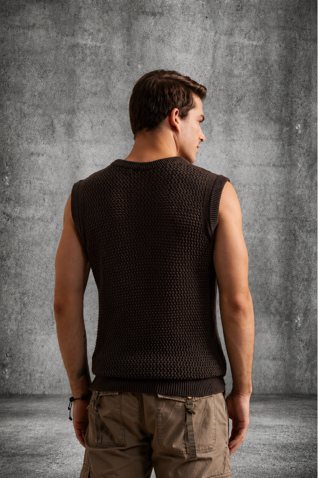 MESH KNIT TANK IN DARK MOCHA
