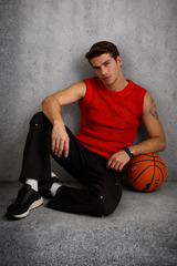 MESH KNIT TANK IN SUNSET ORANGE