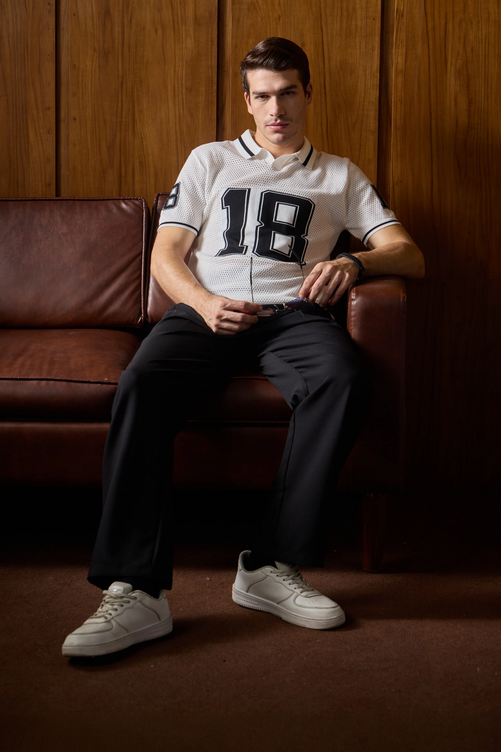 THE VARSITY MESH POLO IN MAISON WHITE