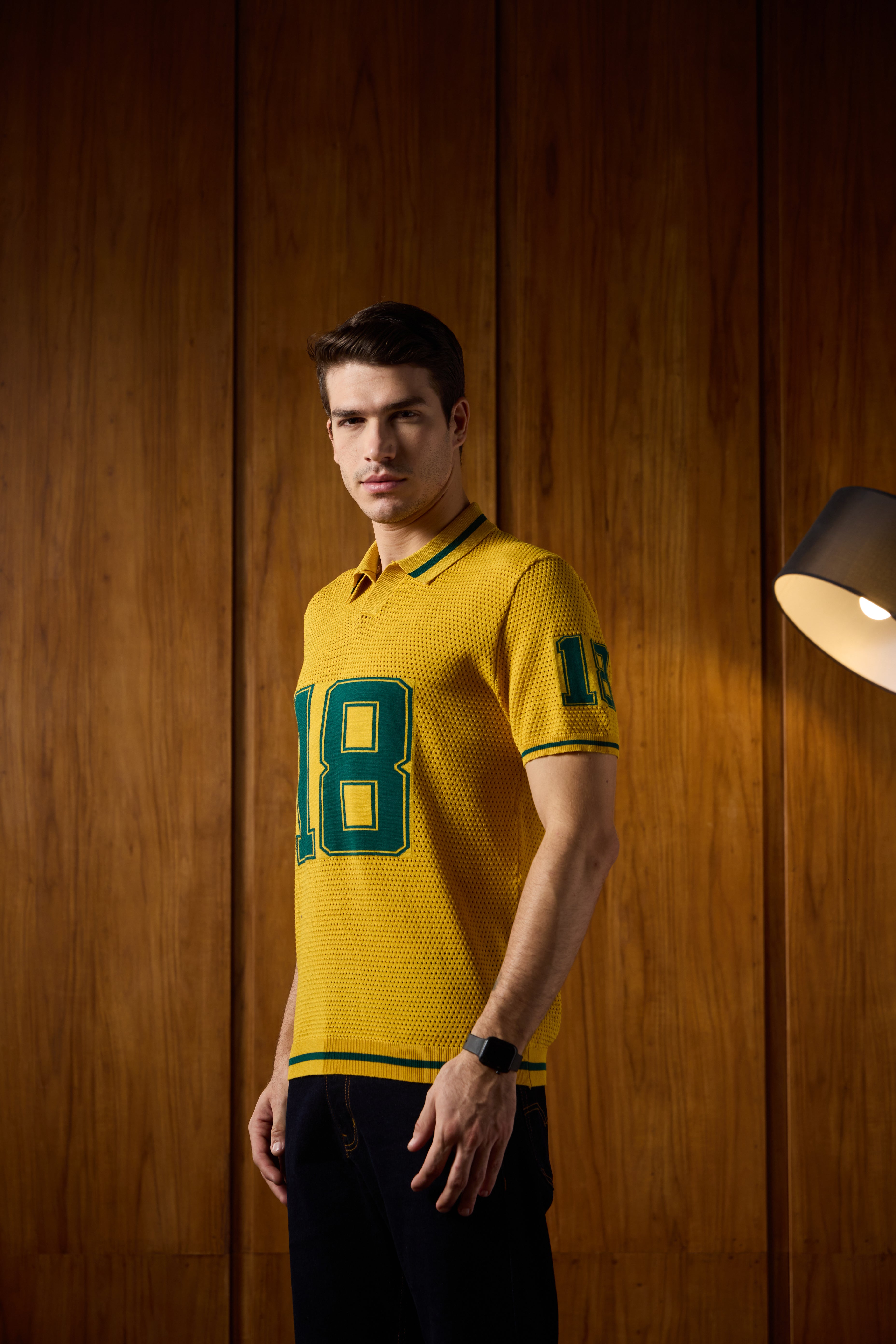 THE VARSITY MESH POLO IN ATHLETIC GOLD