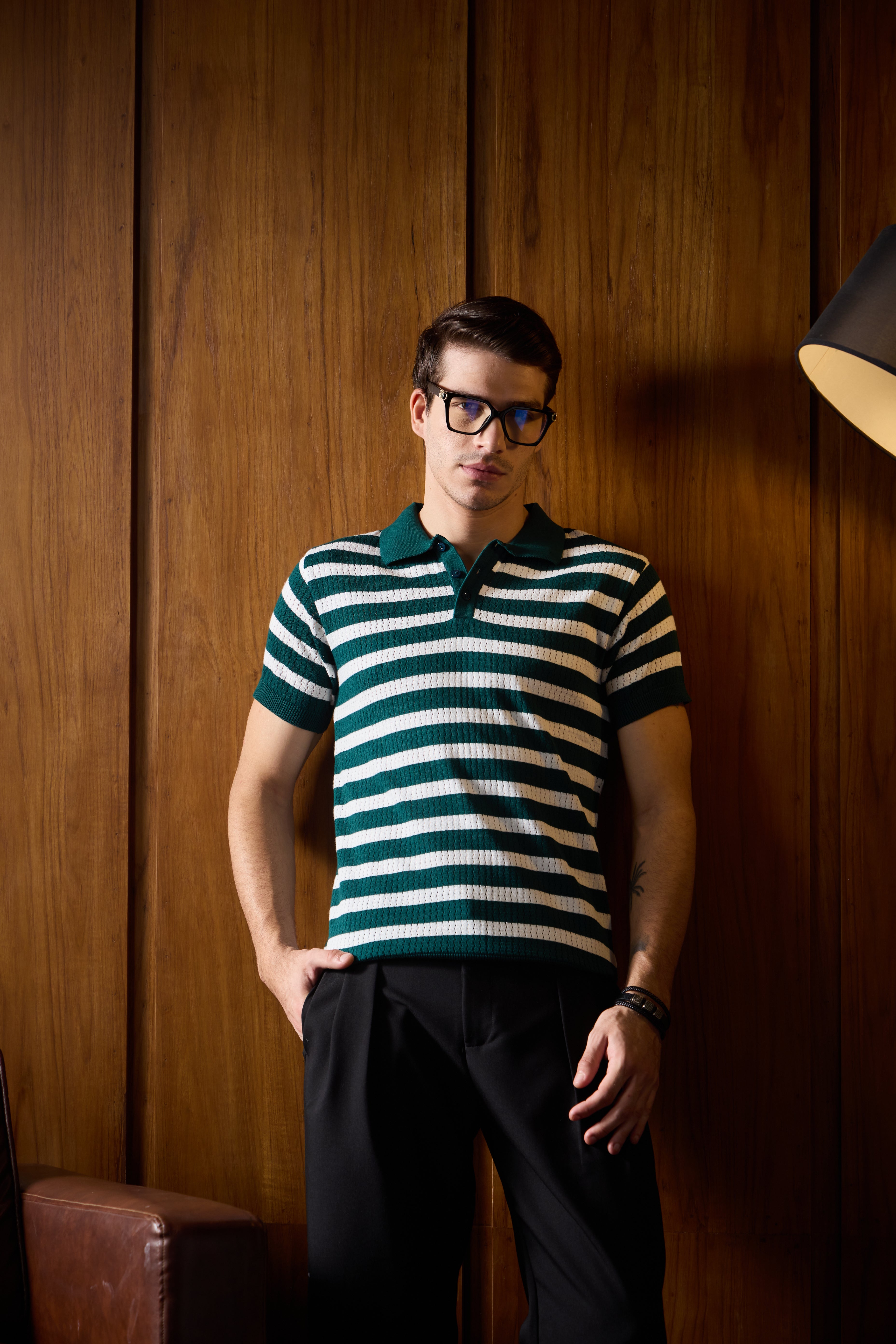 THE NAUTICA STRIPED POLO IN RACING GREEN