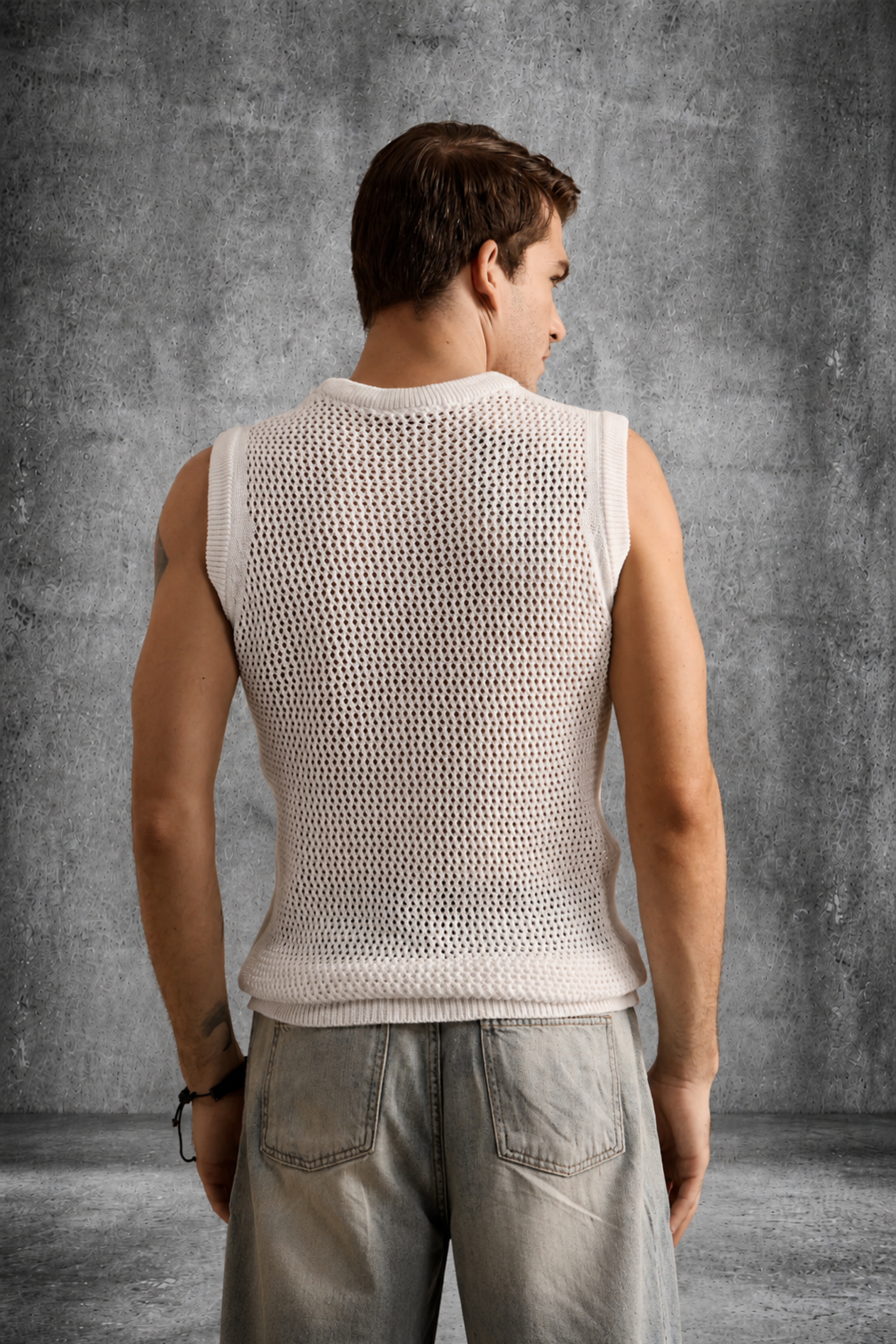 MESH KNIT TANK IN MAISON WHITE
