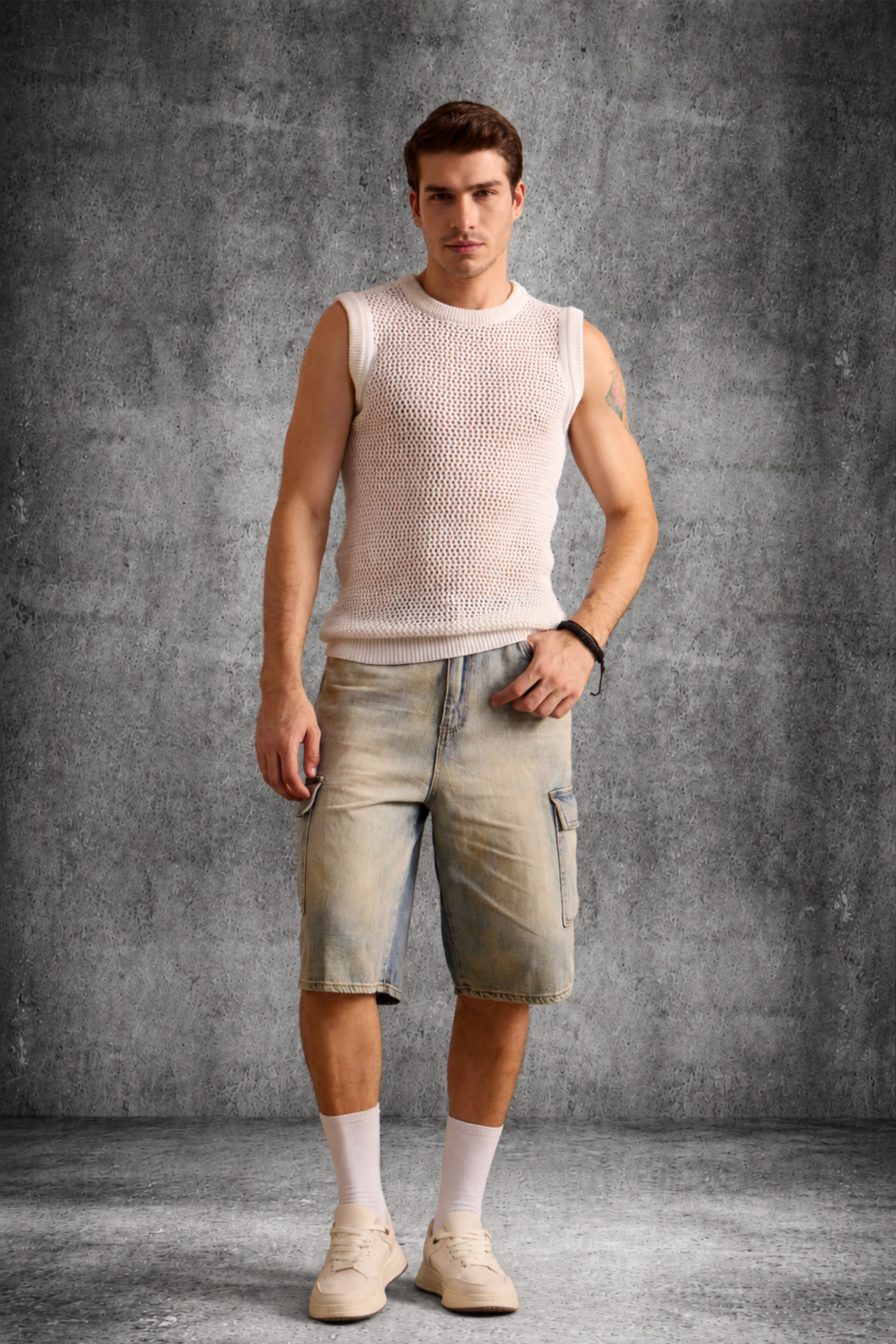 MESH KNIT TANK IN MAISON WHITE