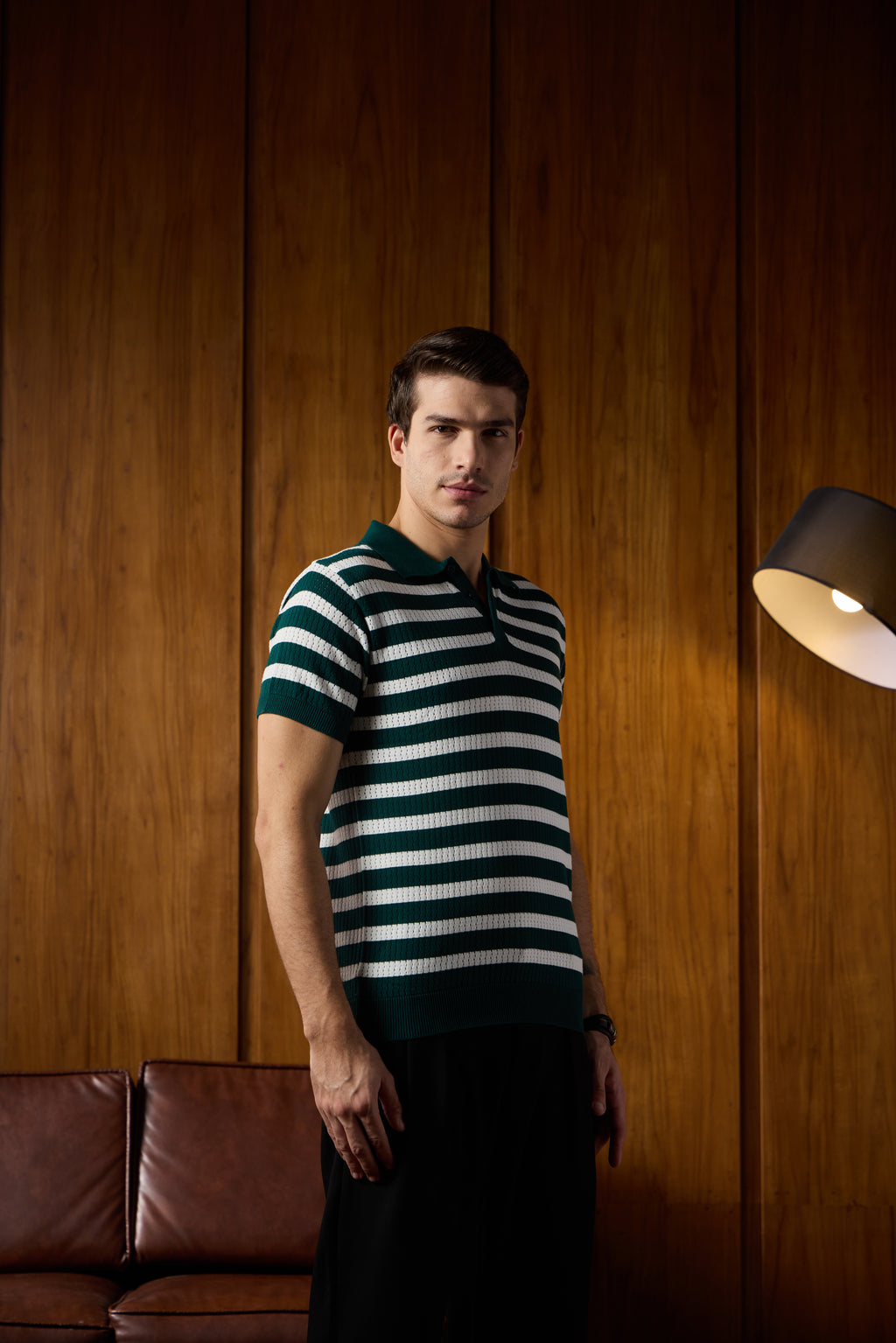 THE NAUTICA STRIPED POLO IN RACING GREEN