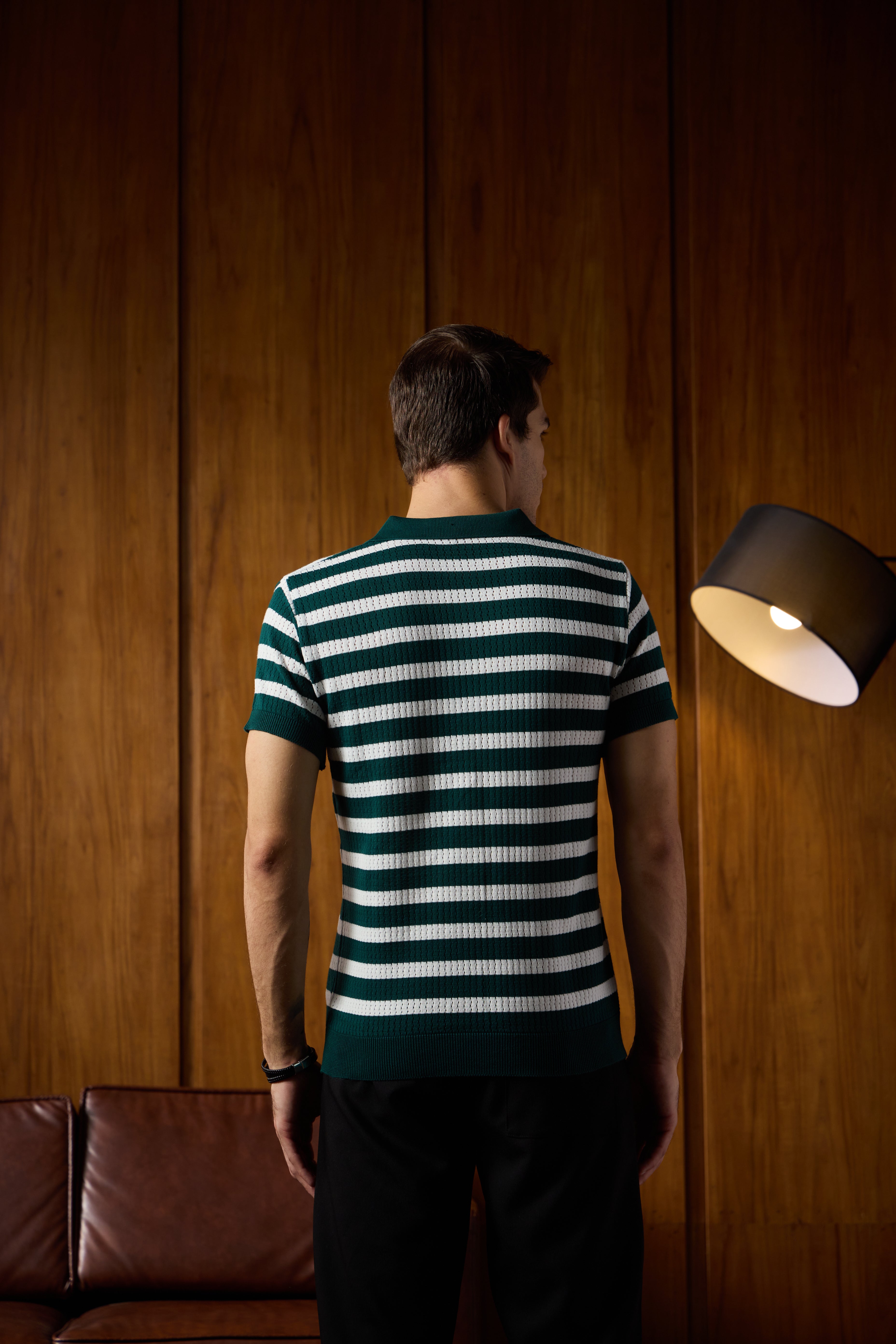 THE NAUTICA STRIPED POLO IN RACING GREEN