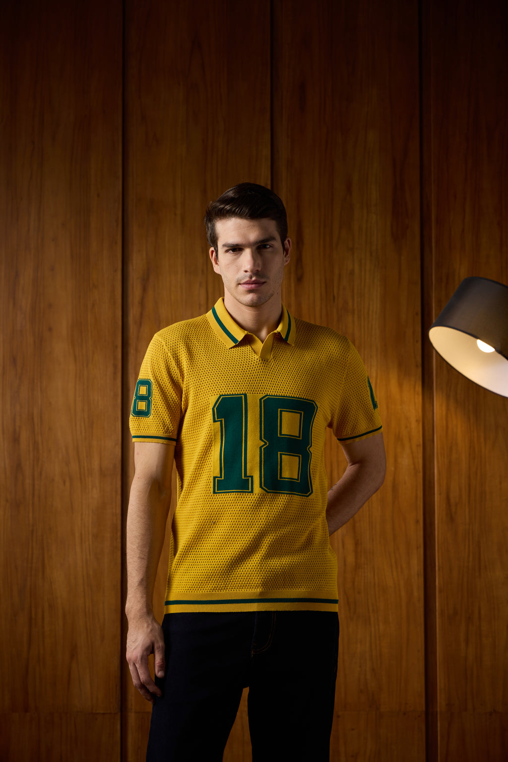 THE VARSITY MESH POLO IN ATHLETIC GOLD