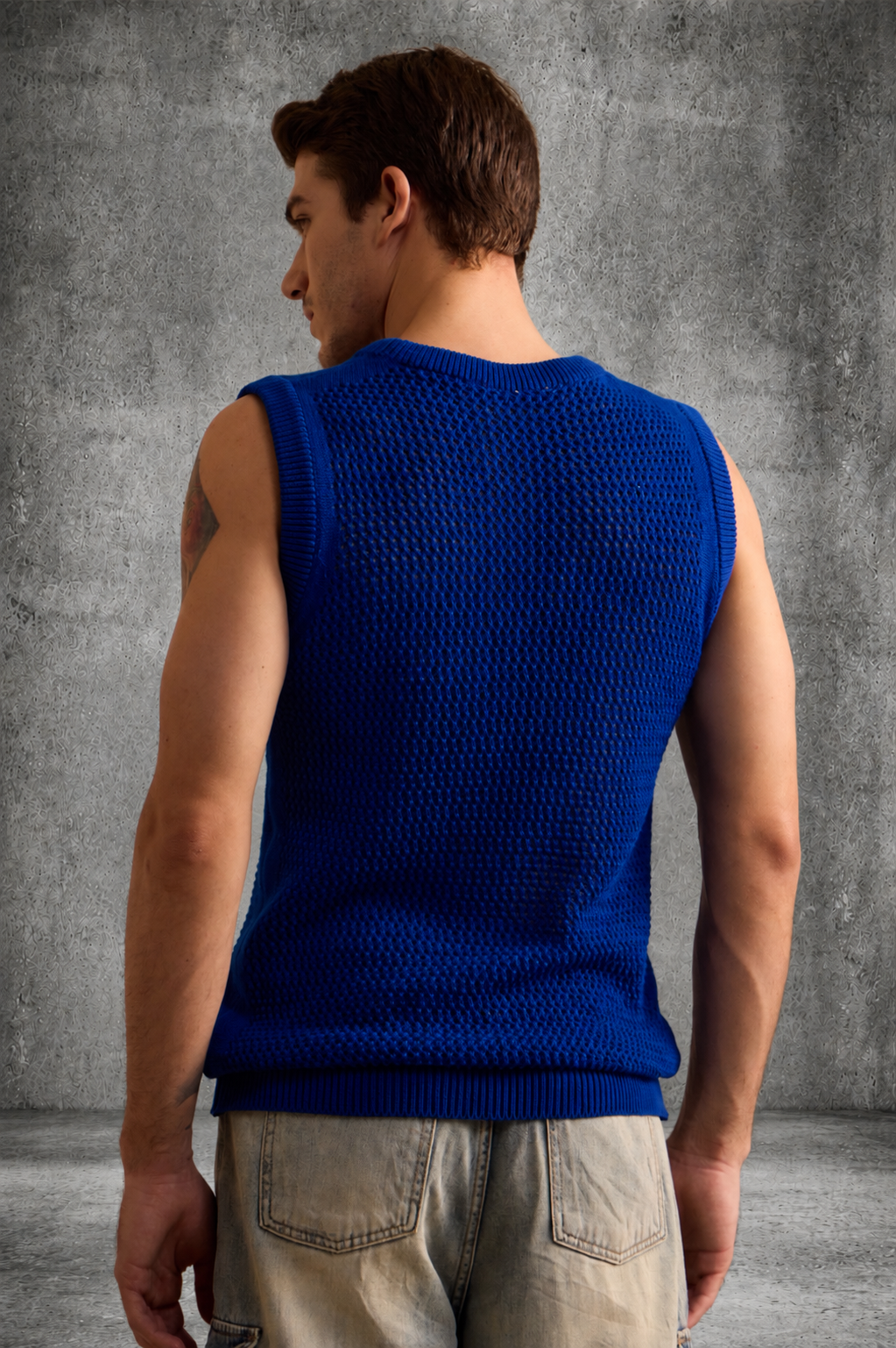 MESH KNIT TANK IN COBALT BLUE