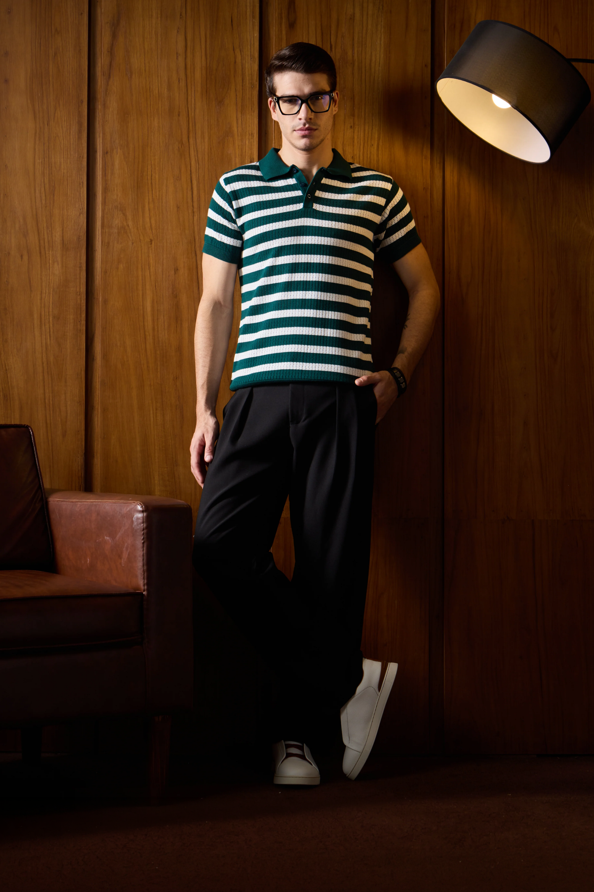 THE NAUTICA STRIPED POLO IN RACING GREEN
