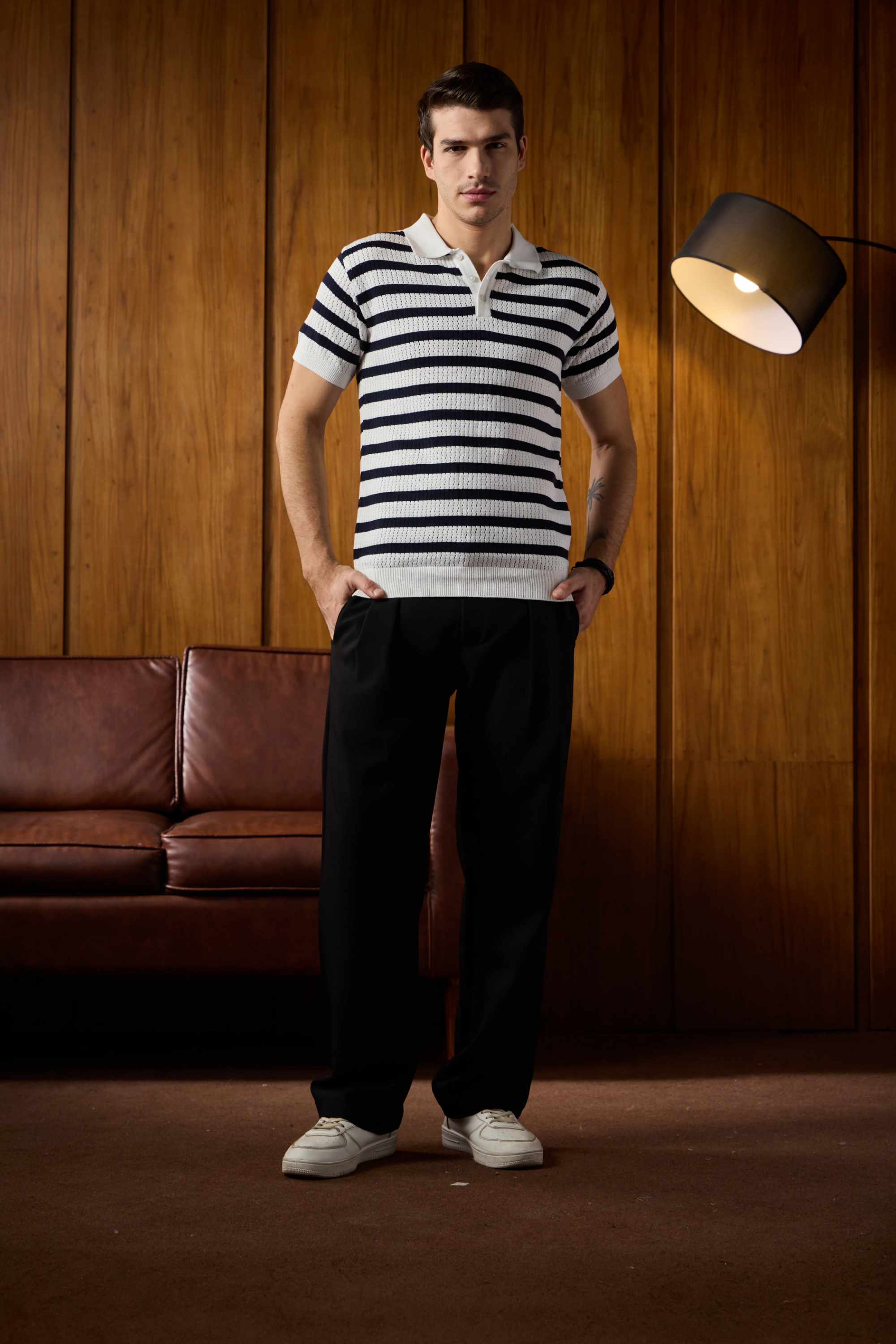 THE NAUTICA STRIPED POLO IN WHITE