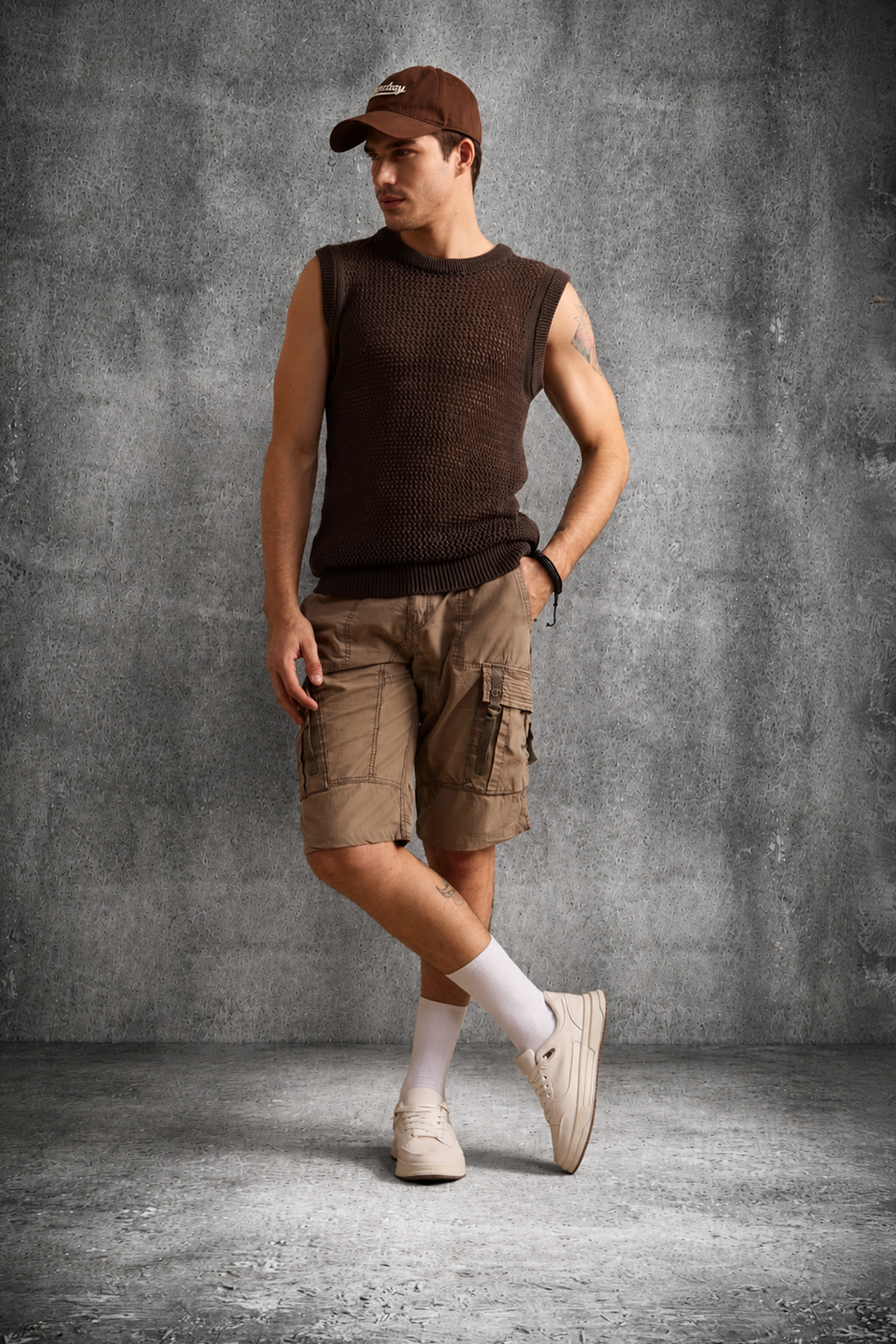 MESH KNIT TANK IN DARK MOCHA