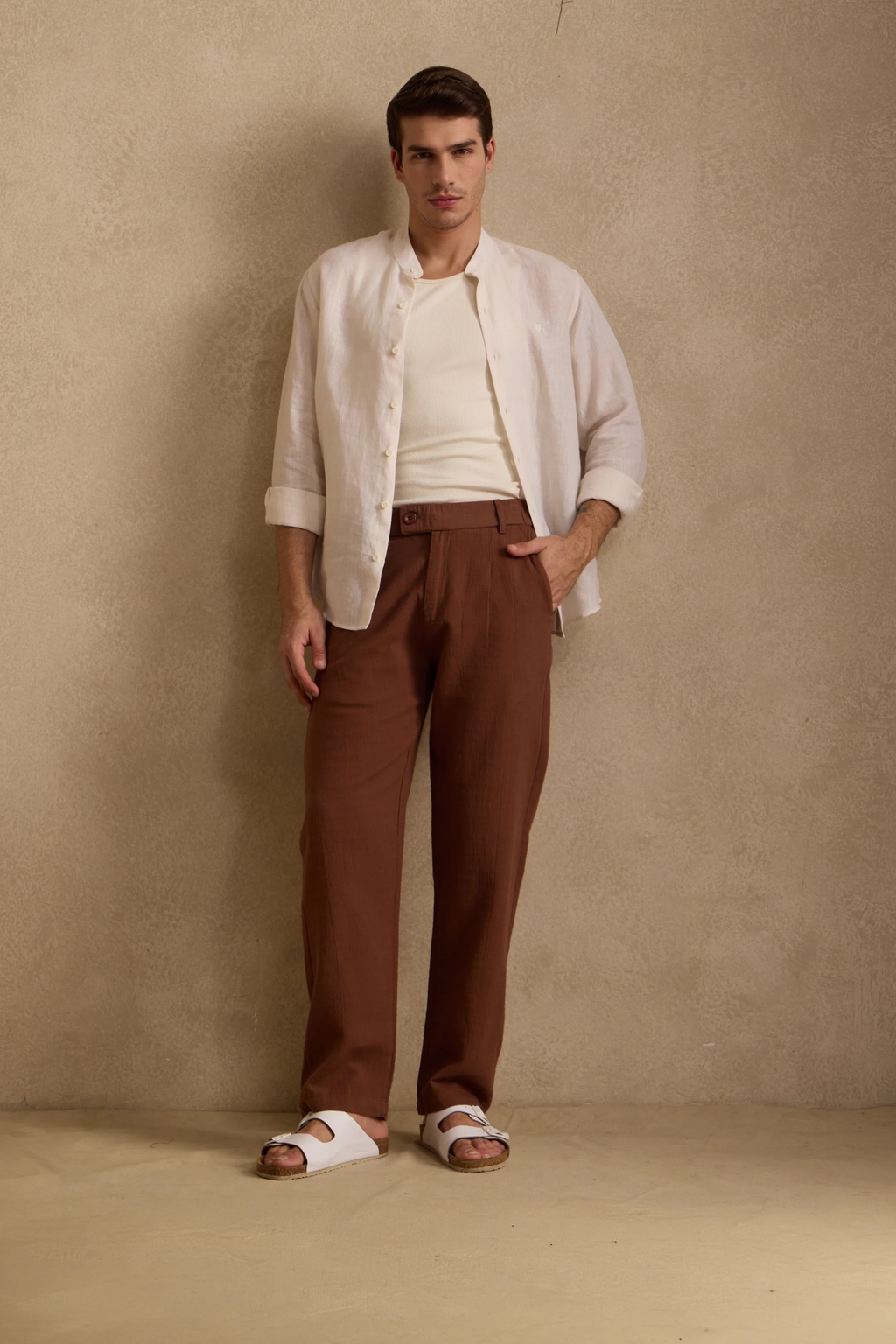 THE SEOUL LINEN PANTS IN EXPRESSO BROWN