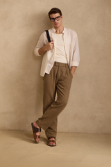 THE SEOUL LINEN PANTS IN TAUPE