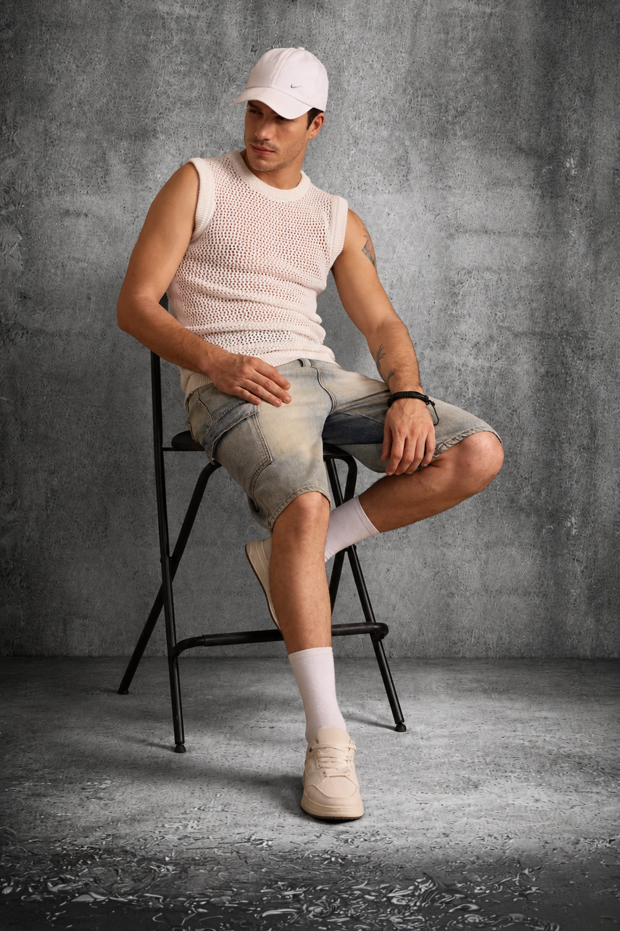 MESH KNIT TANK IN MAISON WHITE