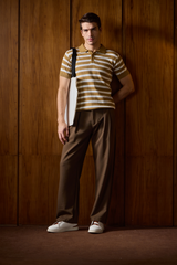 THE NAUTICA STRIPED POLO IN BRONZE