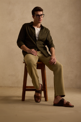 THE SEOUL LINEN PANTS IN OLIVE KHAKI