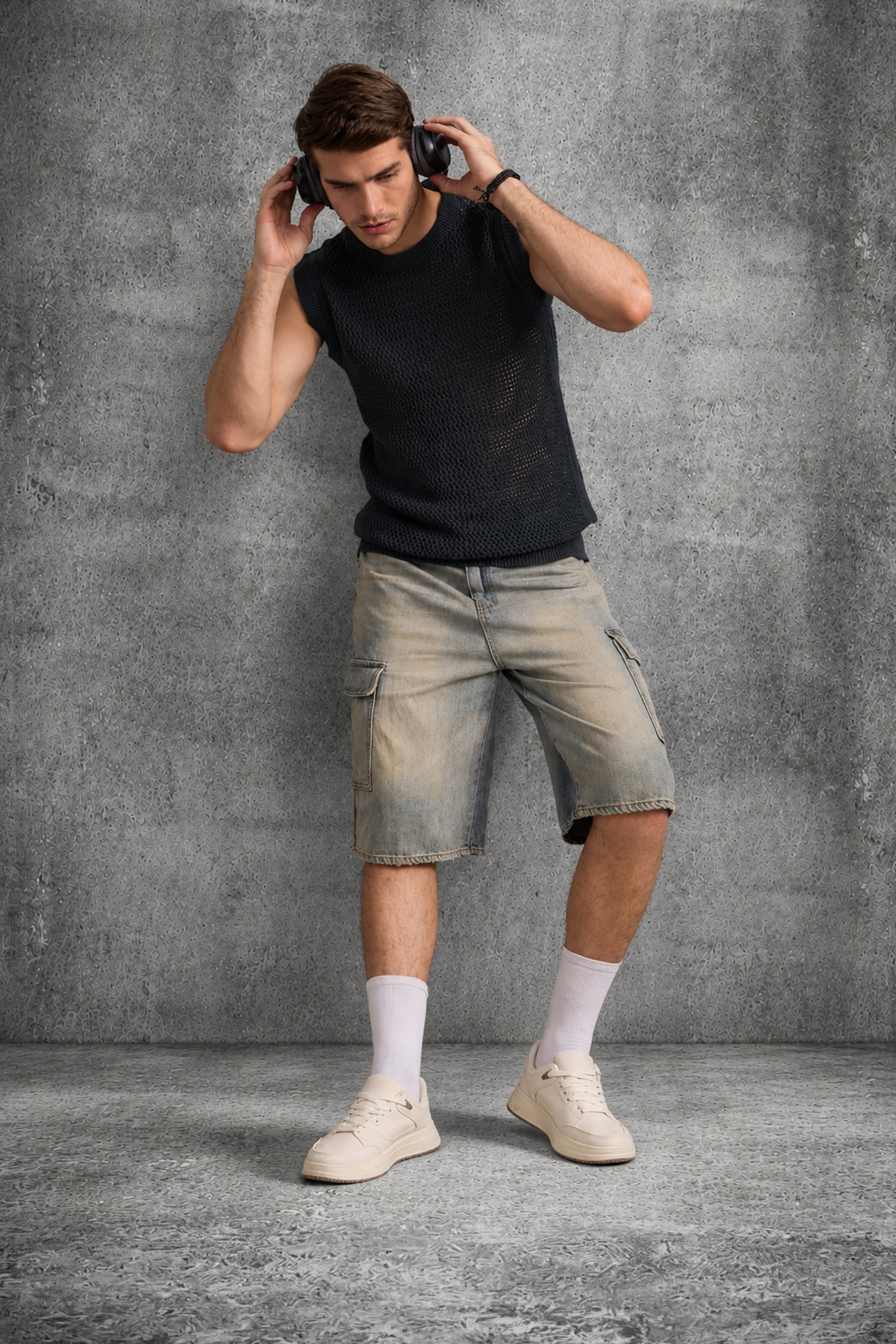 MESH KNIT TANK MIDNIGHT TEAL