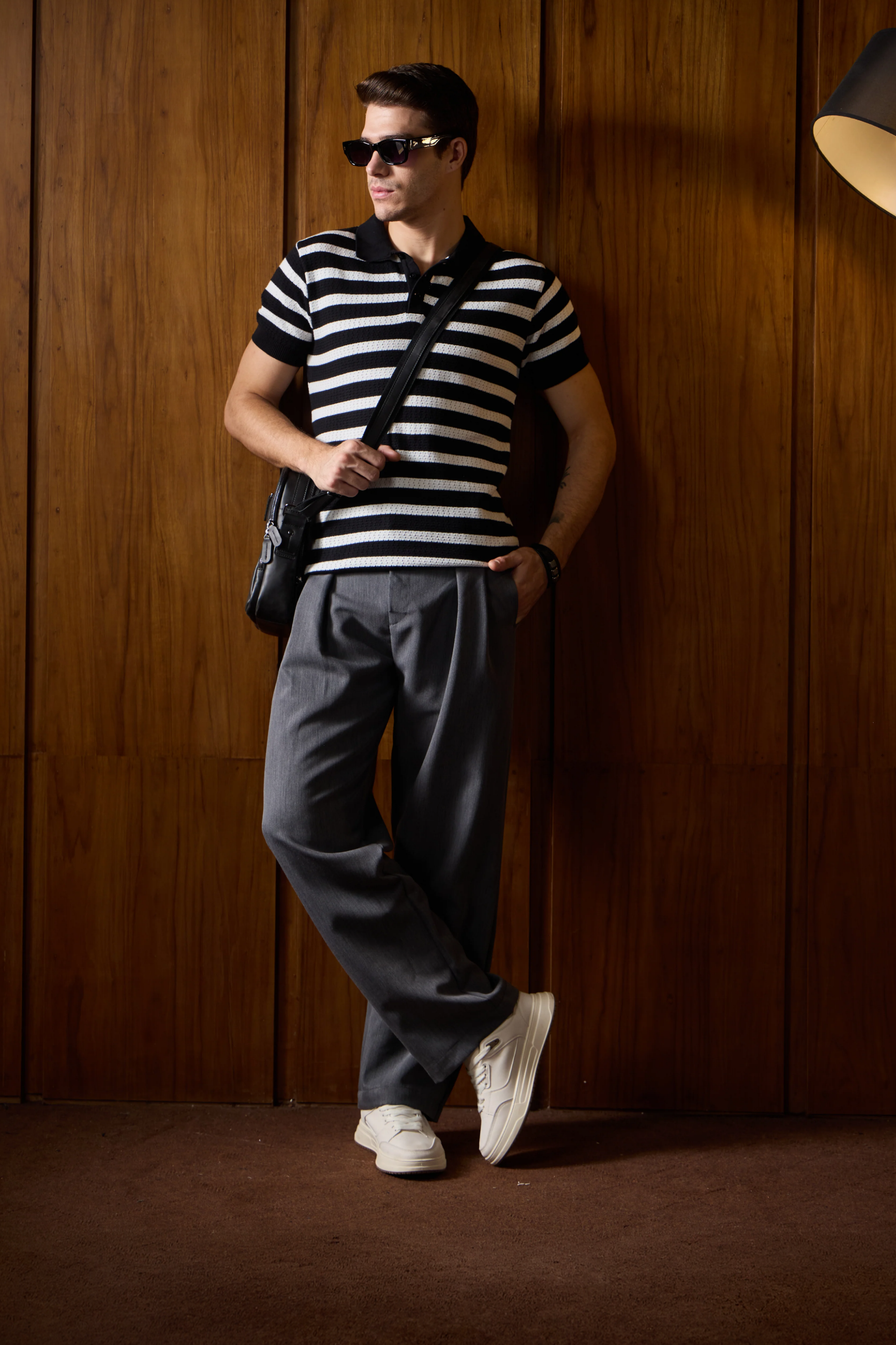 THE NAUTICA STRIPED POLO IN BLACK