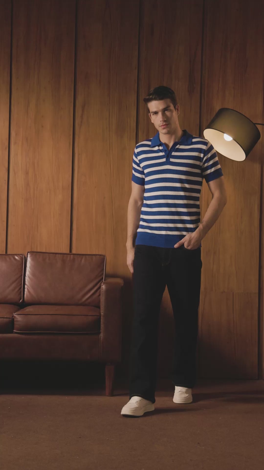 THE NAUTICA STRIPED POLO IN ELECTRIC BLUE