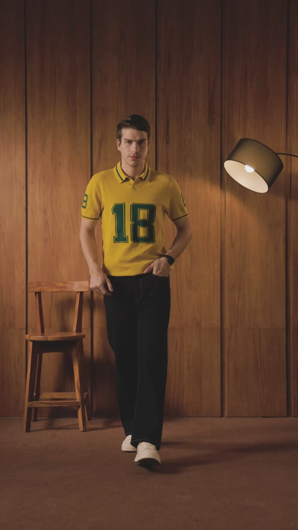 THE VARSITY MESH POLO IN ATHLETIC GOLD